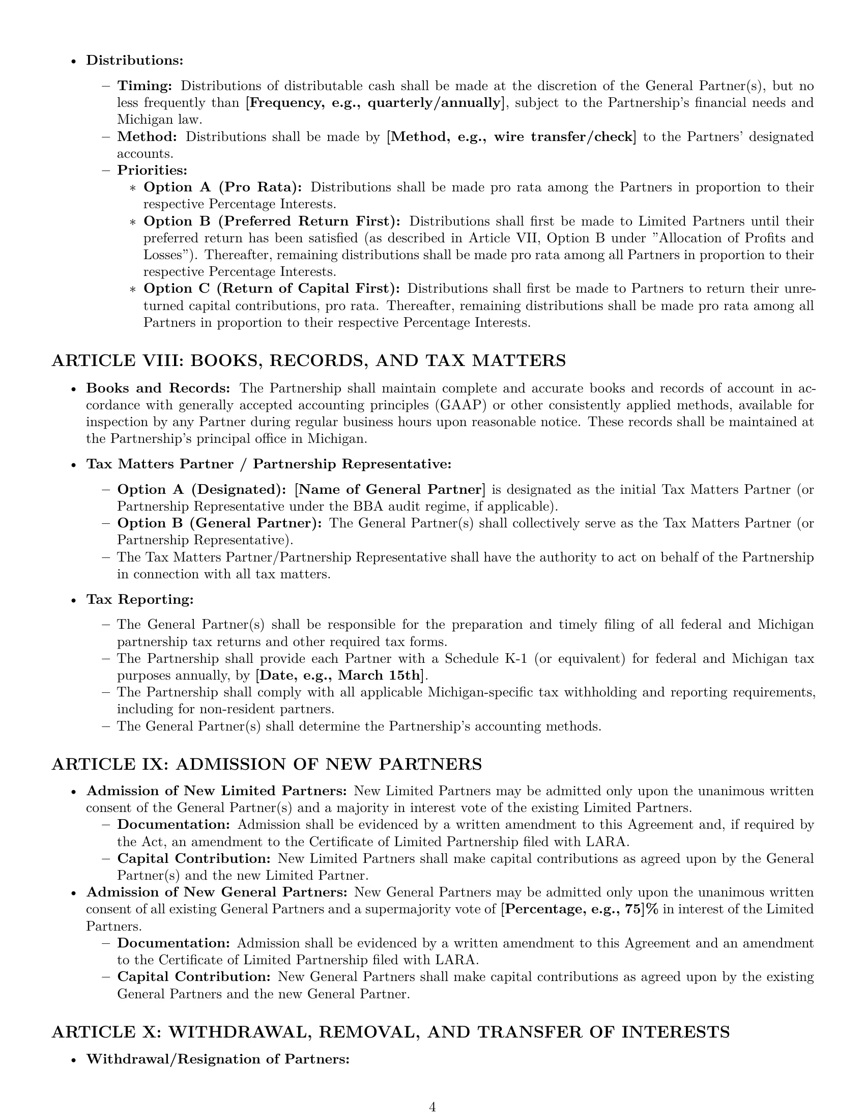 Preview page 4 of Pro Michigan limited partnership agreement template