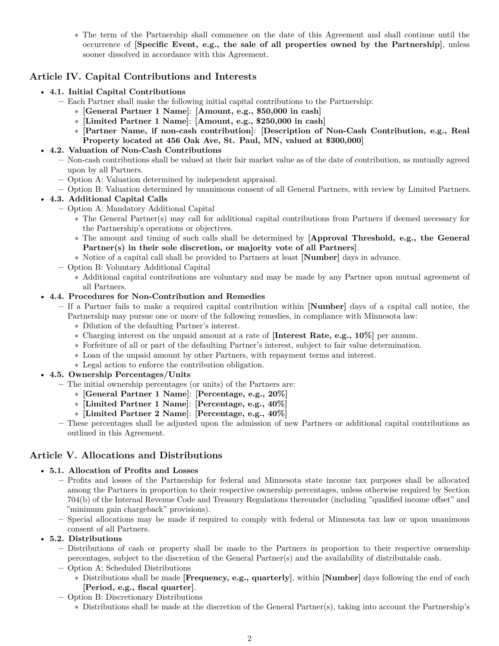 Preview page 2 of Pro Minnesota limited partnership agreement template