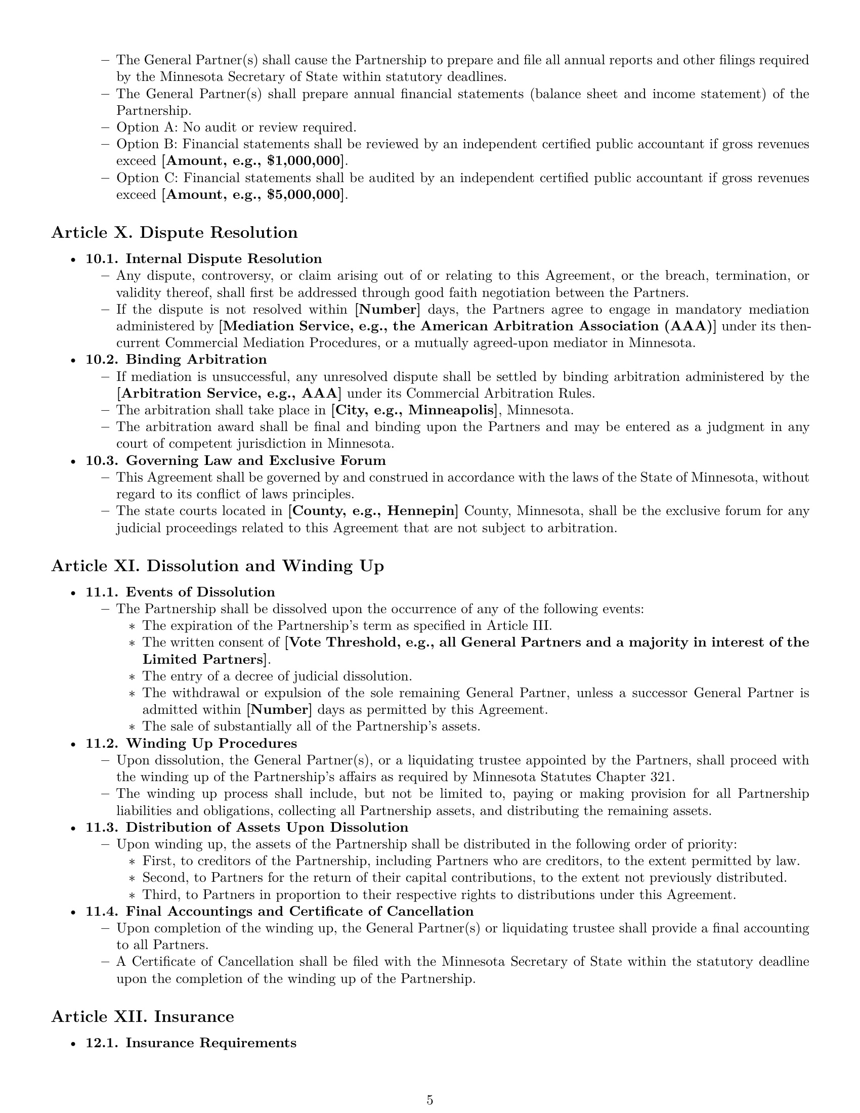 Preview page 5 of Pro Minnesota limited partnership agreement template