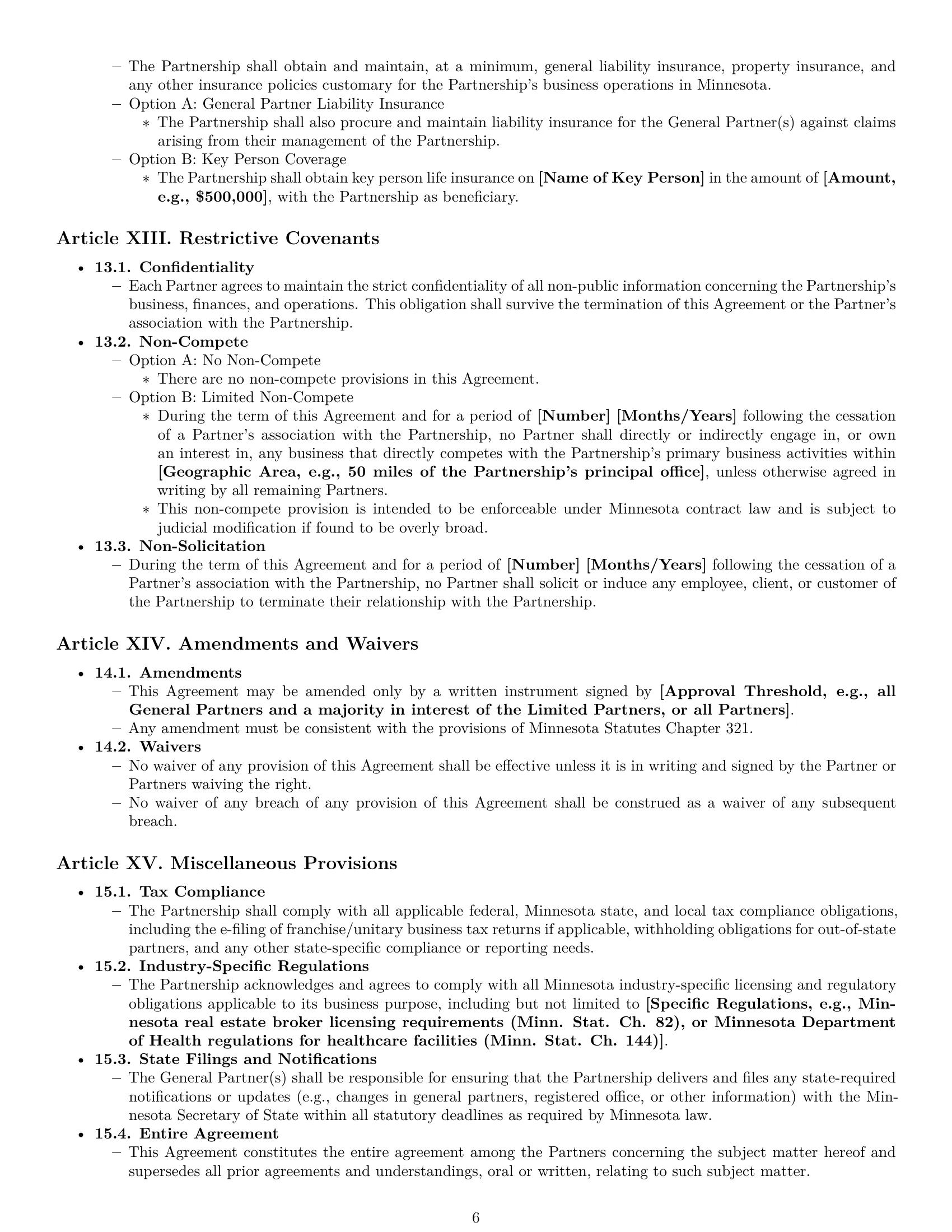 Preview page 6 of Pro Minnesota limited partnership agreement template