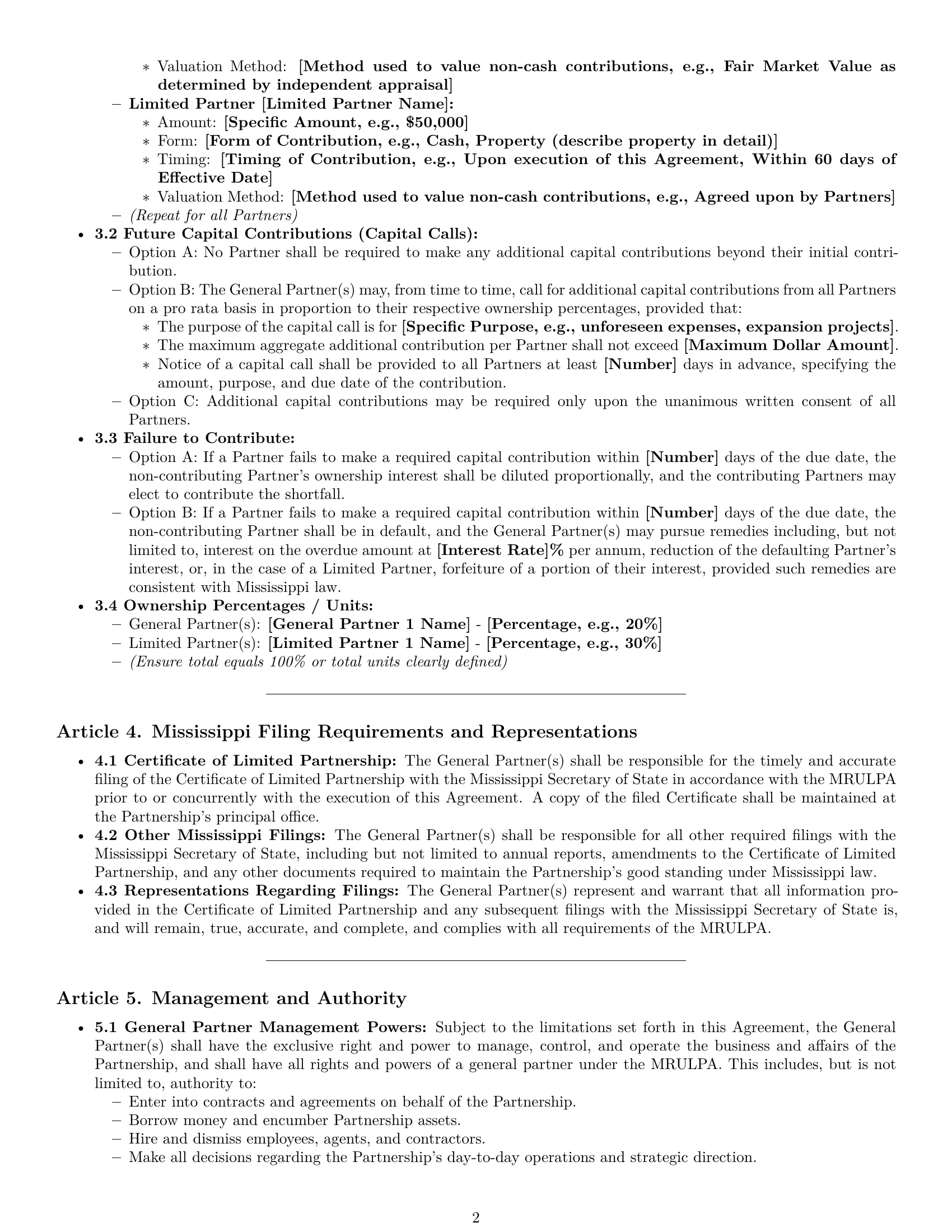 Preview page 2 of Pro Mississippi limited partnership agreement template