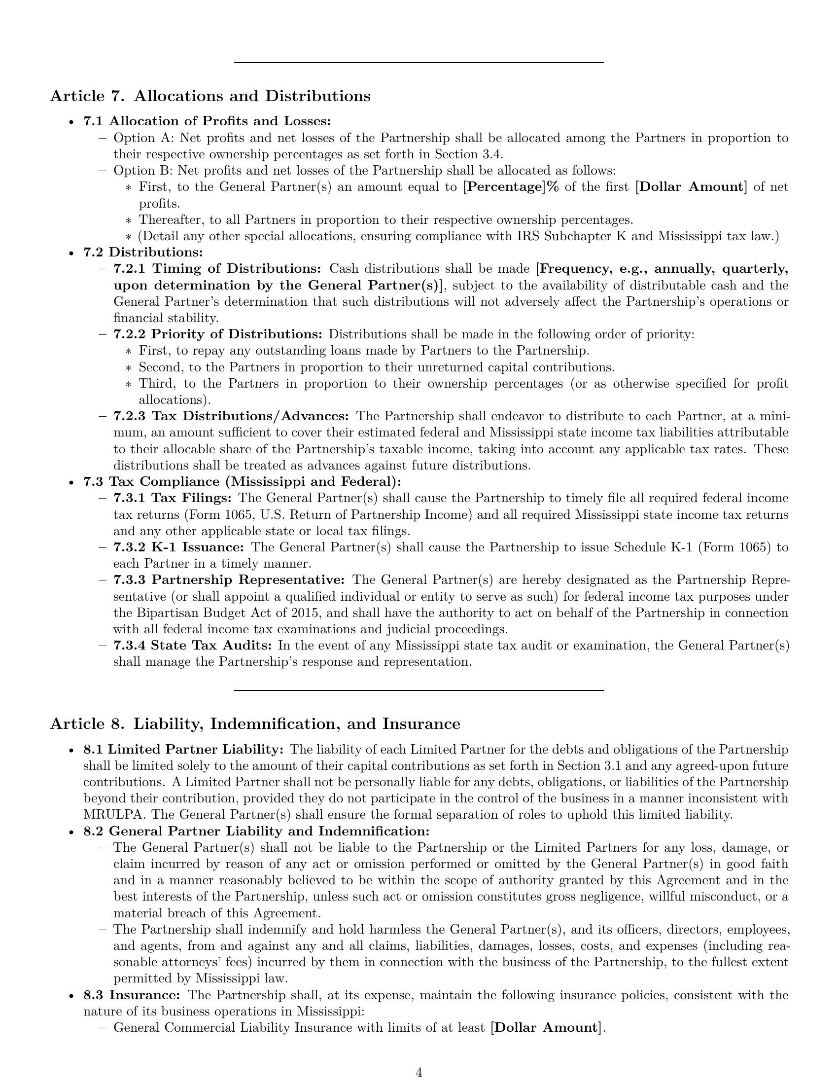 Preview page 4 of Pro Mississippi limited partnership agreement template