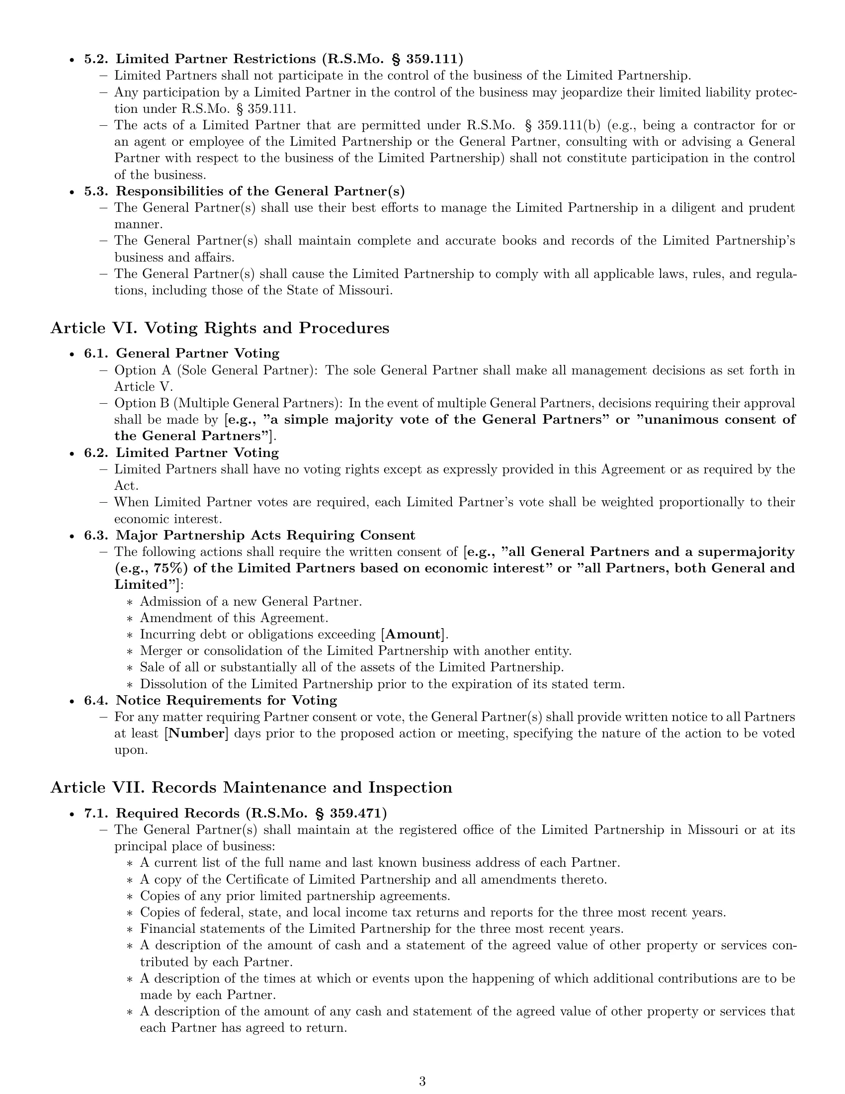 Preview page 3 of Pro Missouri limited partnership agreement template