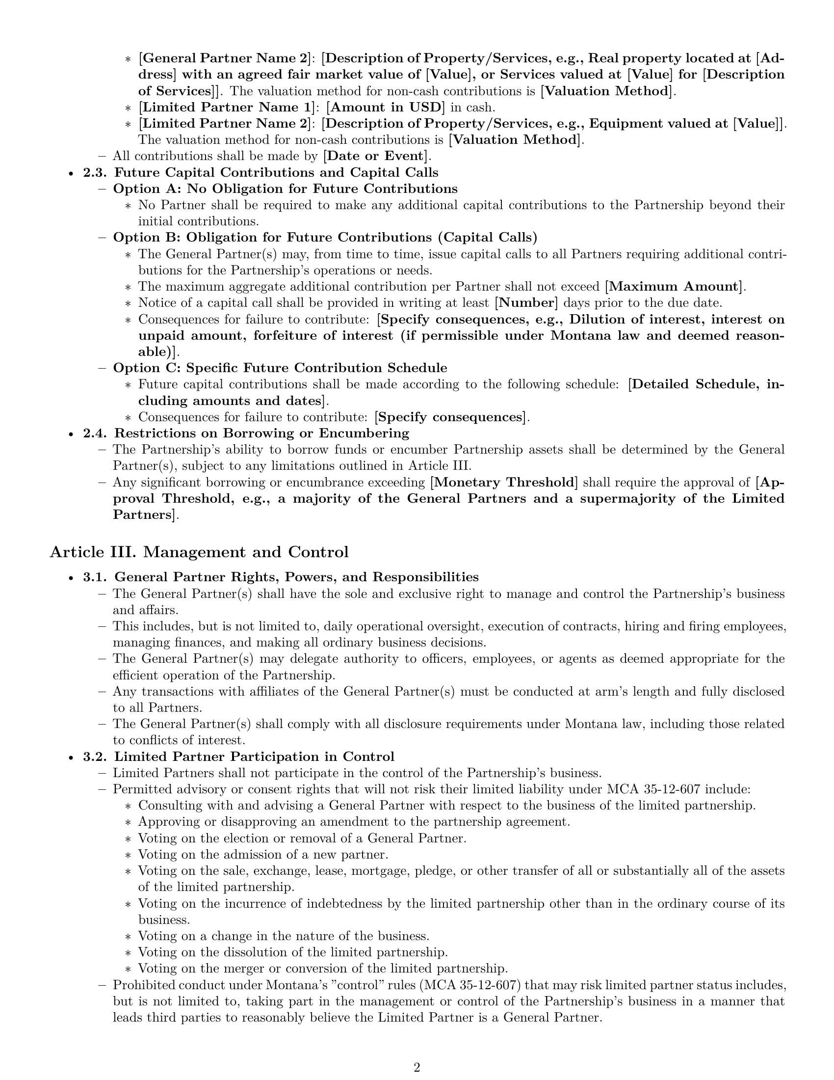 Preview page 2 of Pro Montana limited partnership agreement template