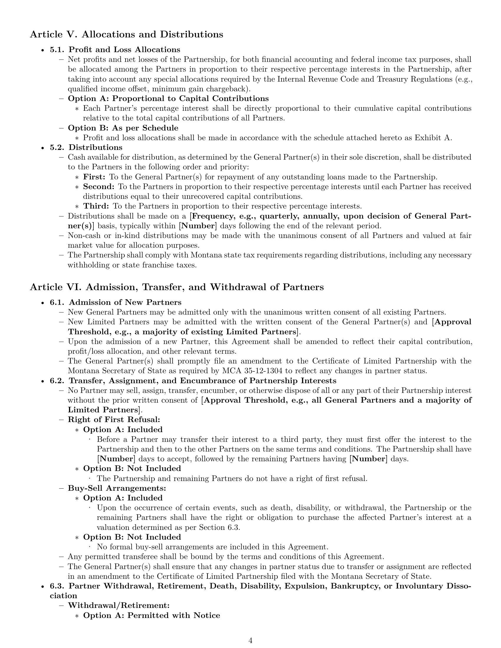 Preview page 4 of Pro Montana limited partnership agreement template