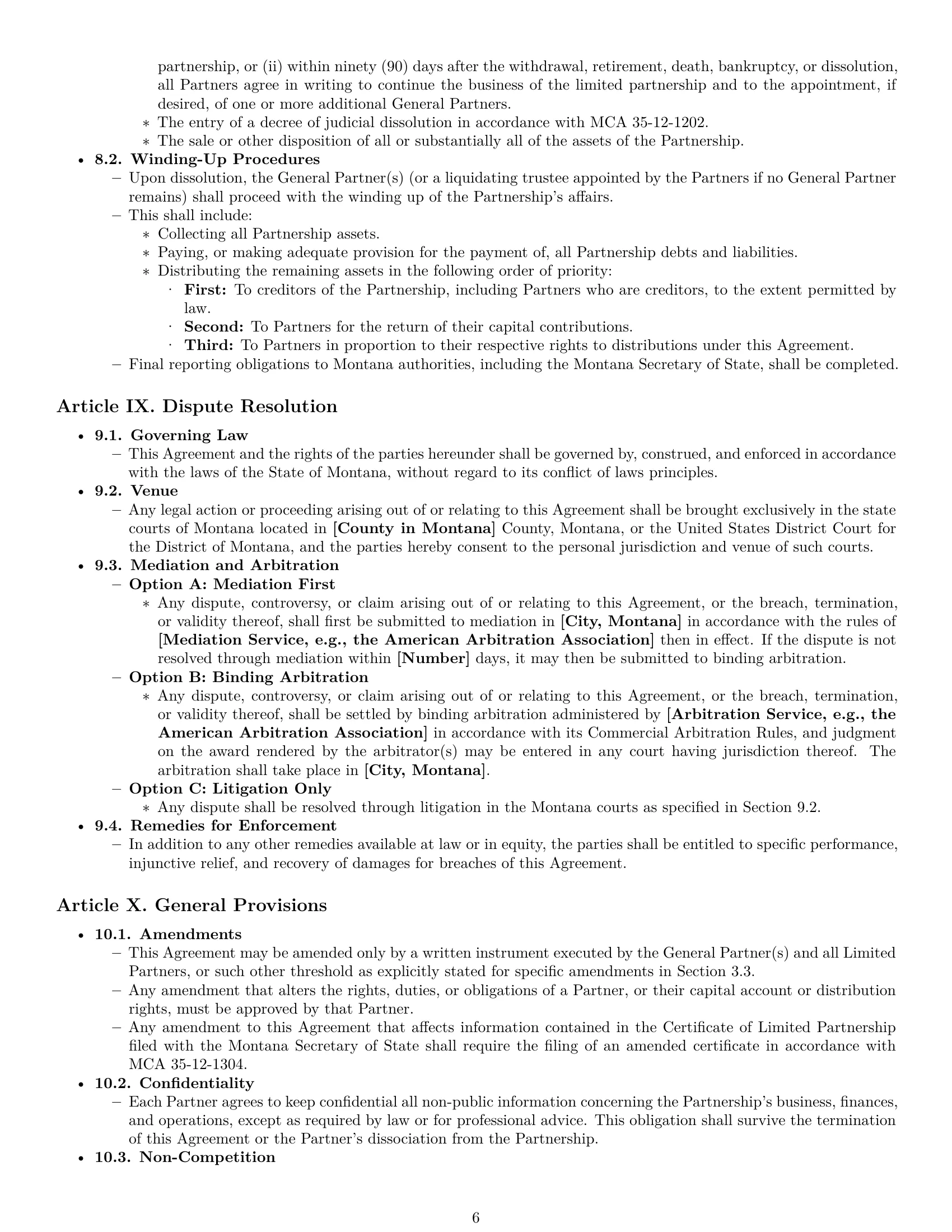 Preview page 6 of Pro Montana limited partnership agreement template
