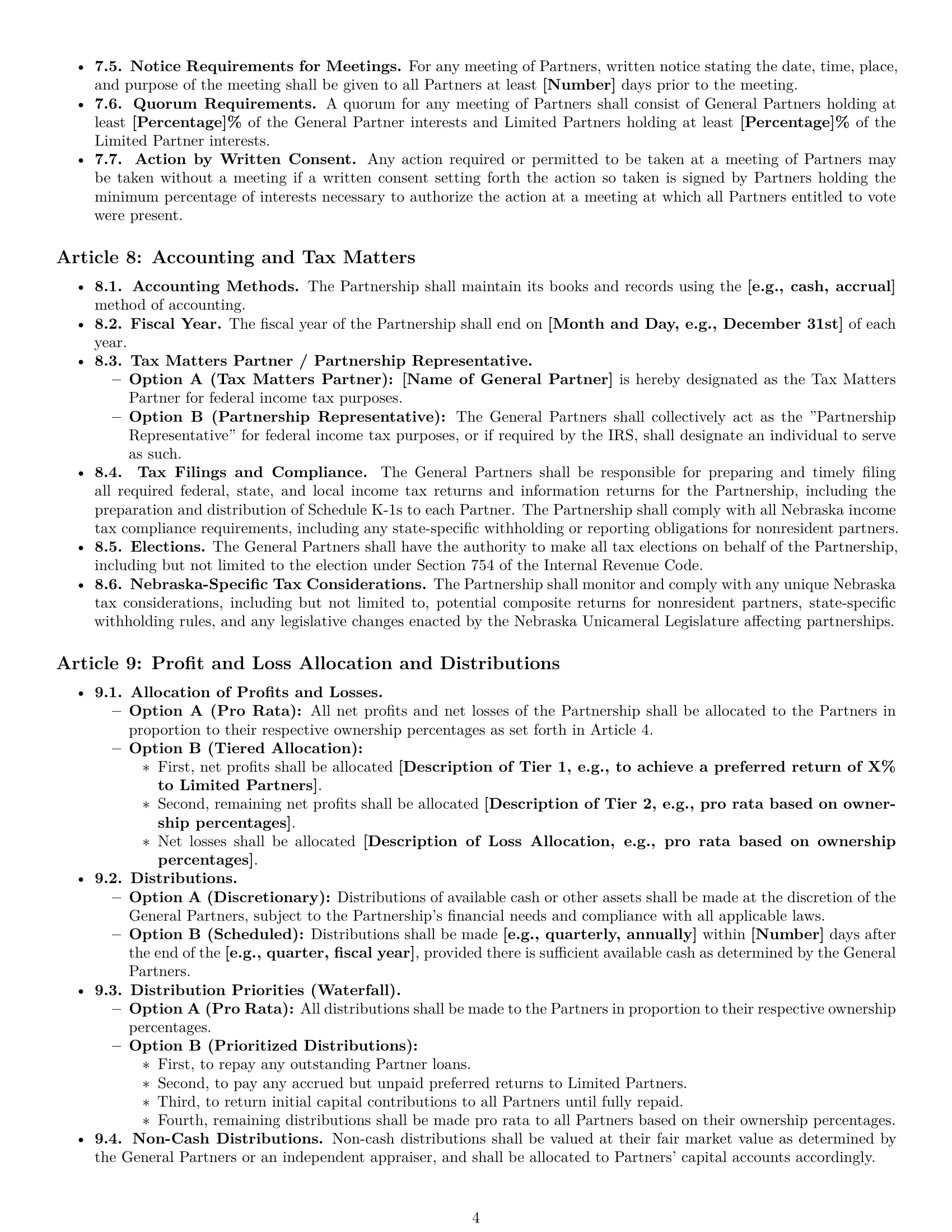 Preview page 4 of Pro Nebraska limited partnership agreement template