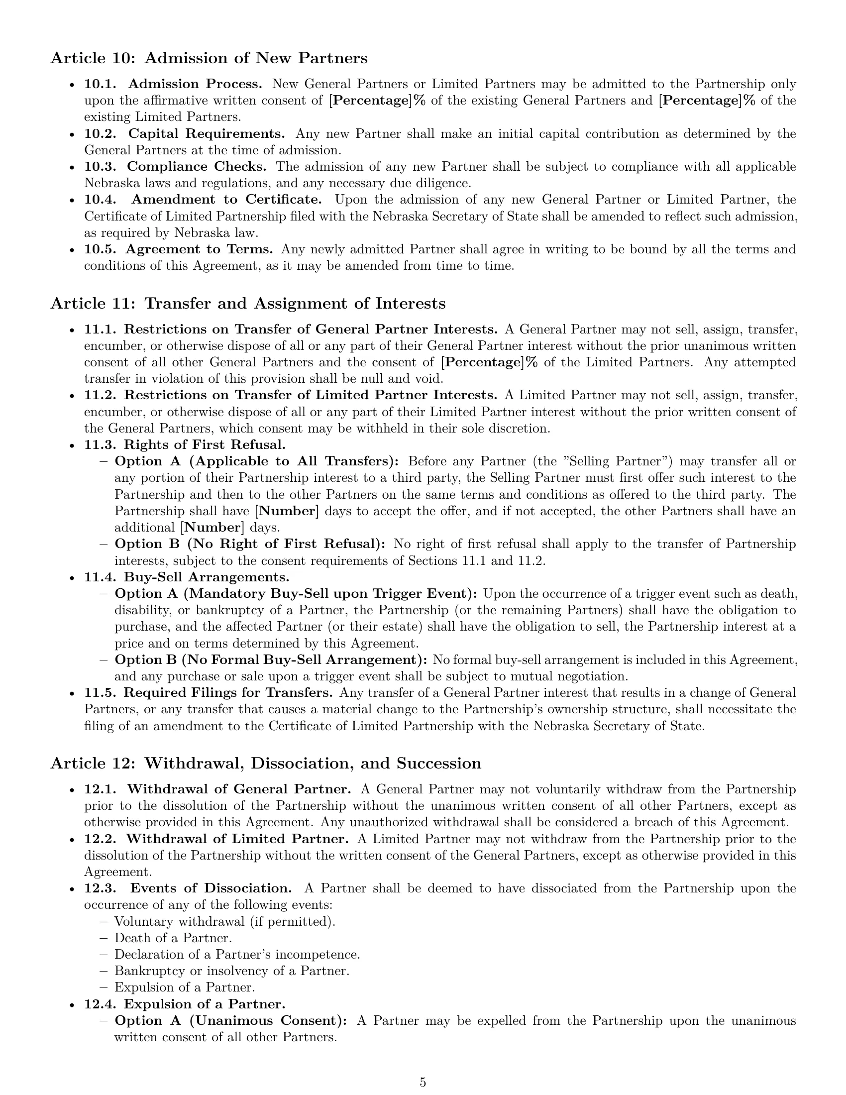 Preview page 5 of Pro Nebraska limited partnership agreement template