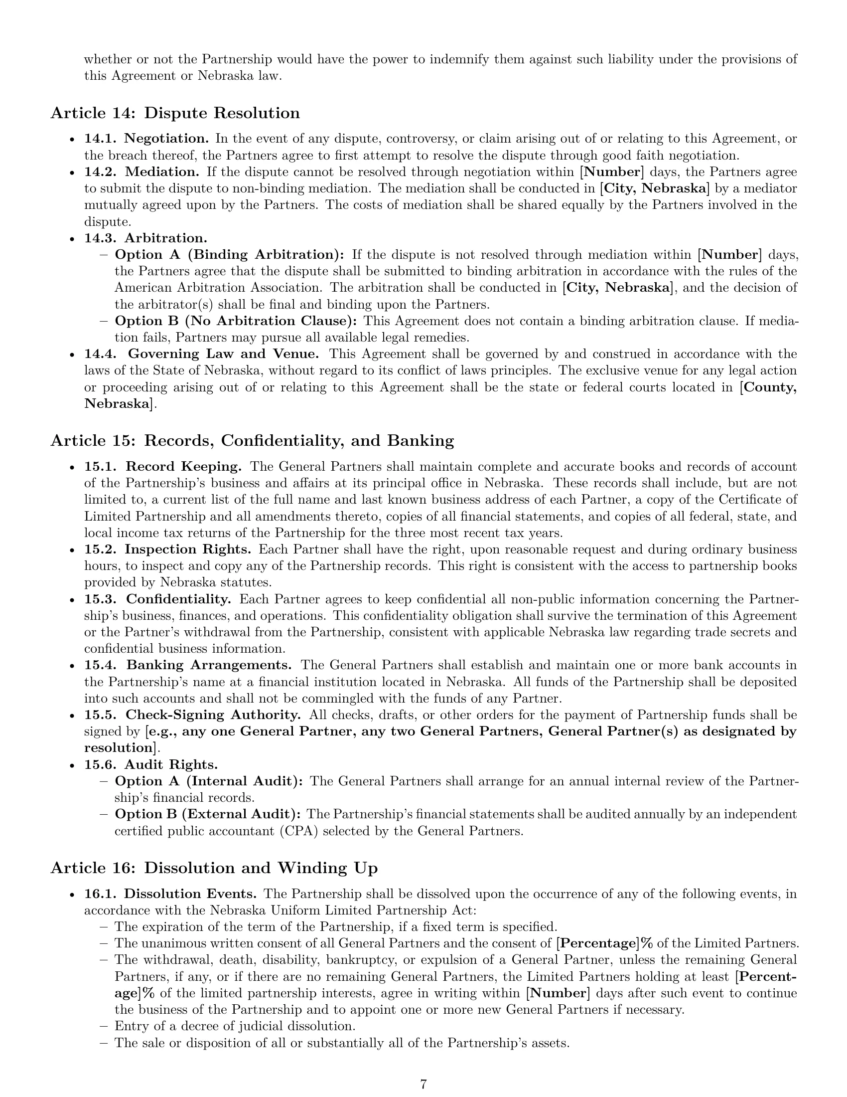 Preview page 7 of Pro Nebraska limited partnership agreement template