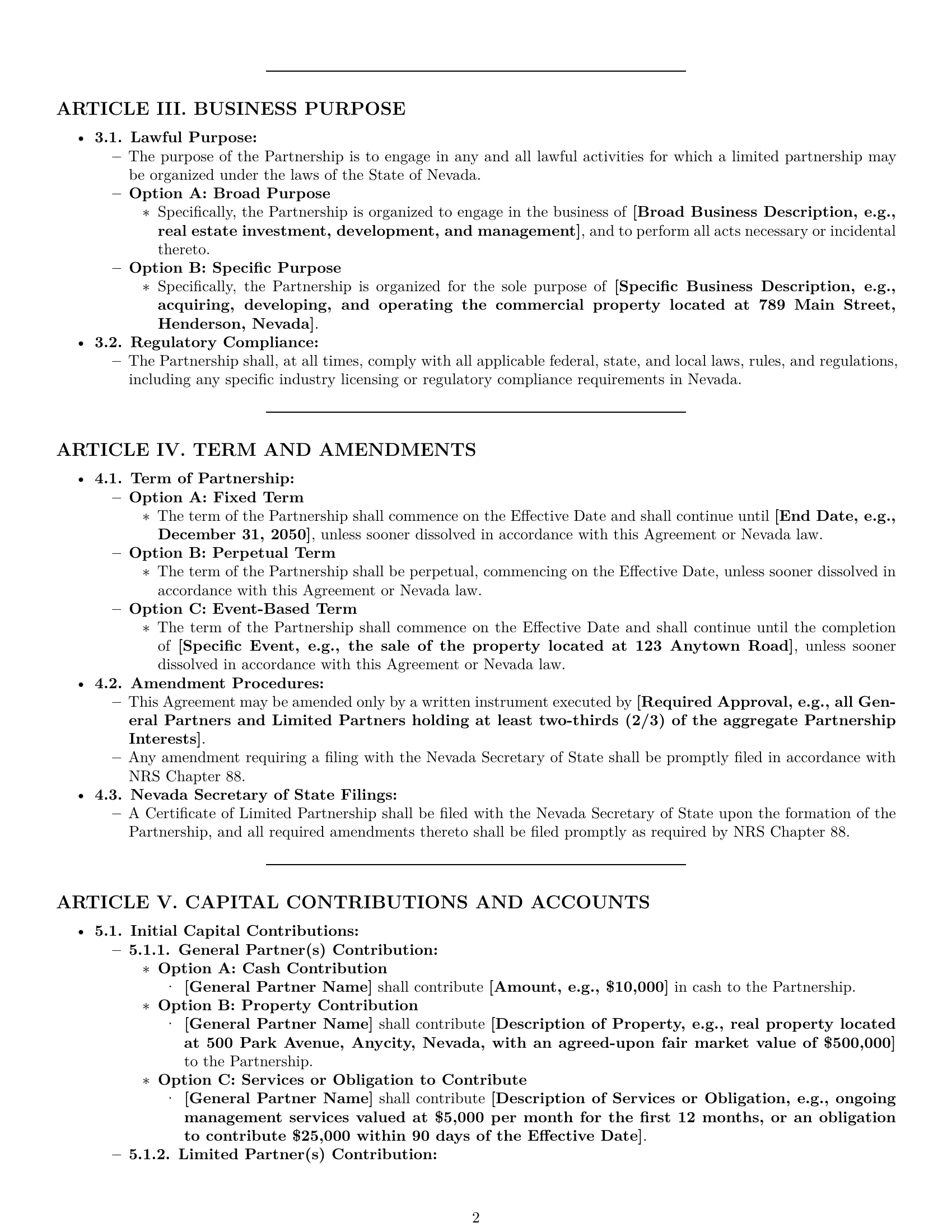 Preview page 2 of Pro Nevada limited partnership agreement template