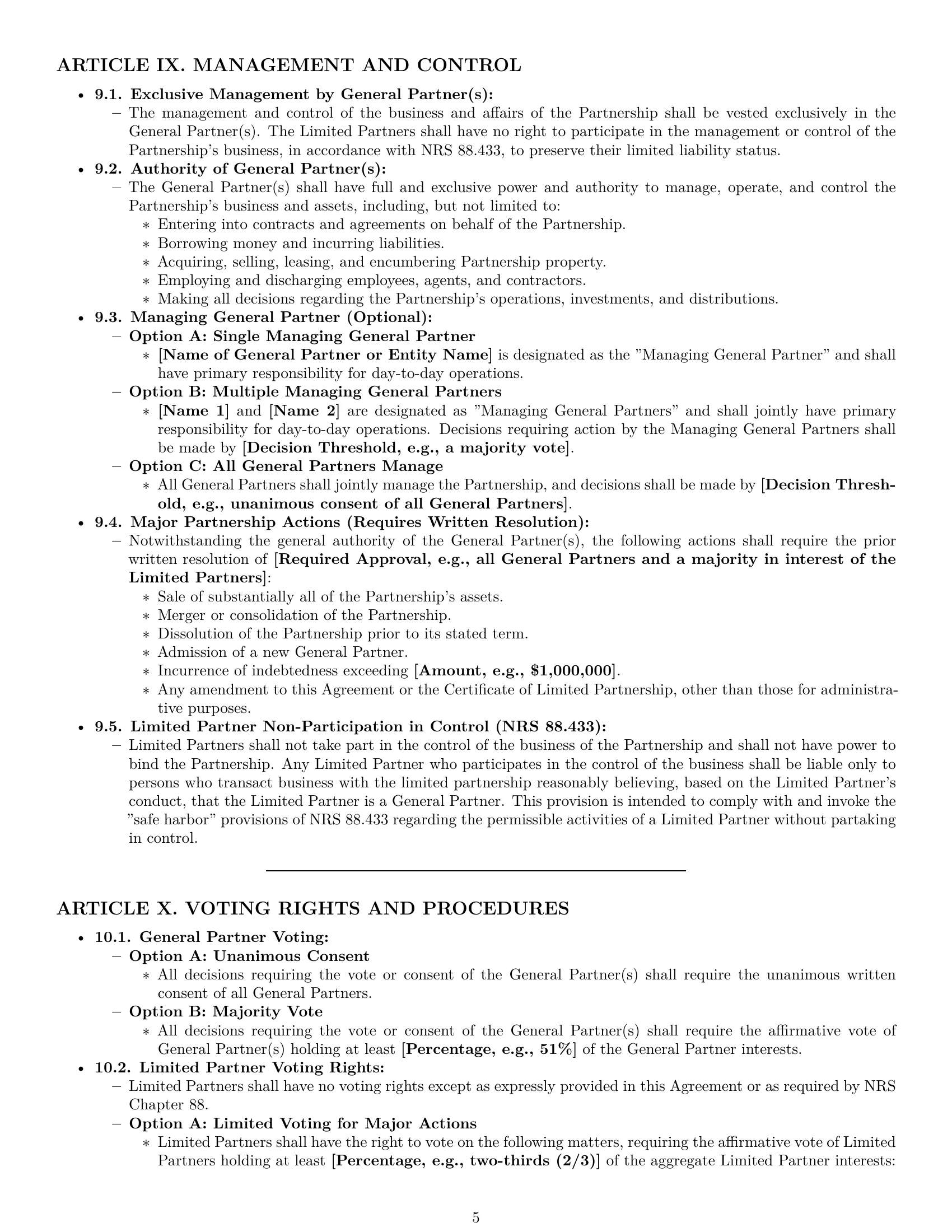 Preview page 5 of Pro Nevada limited partnership agreement template