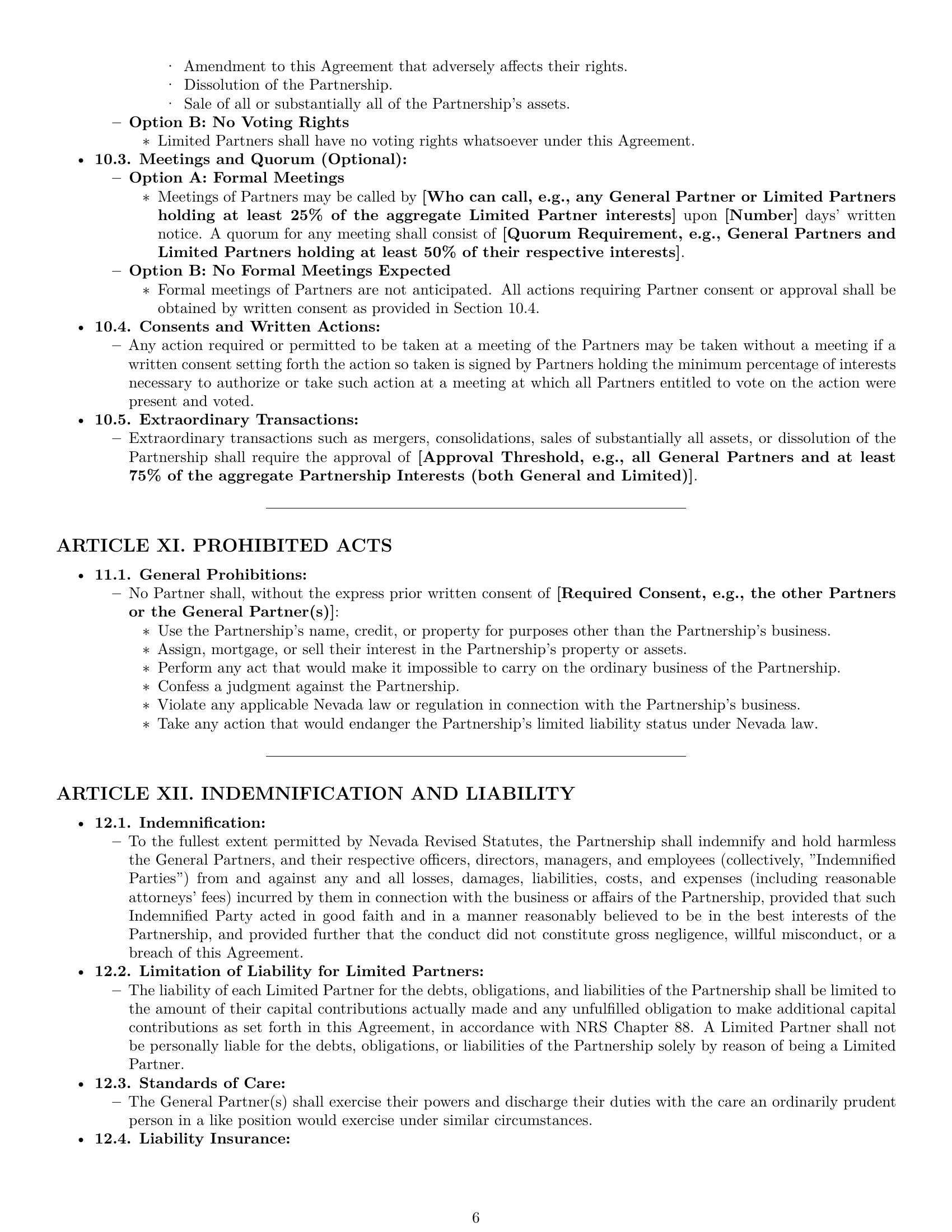 Preview page 6 of Pro Nevada limited partnership agreement template