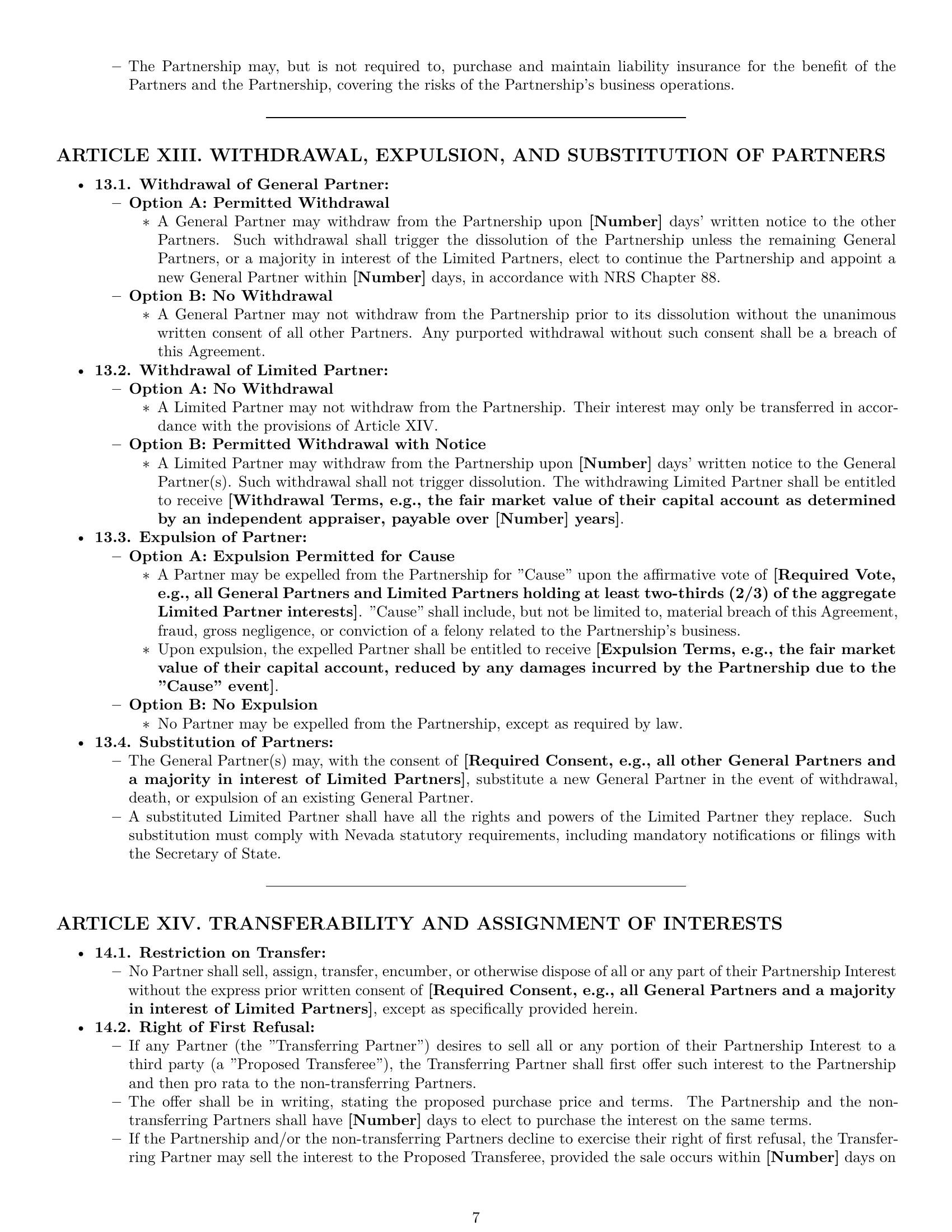Preview page 7 of Pro Nevada limited partnership agreement template