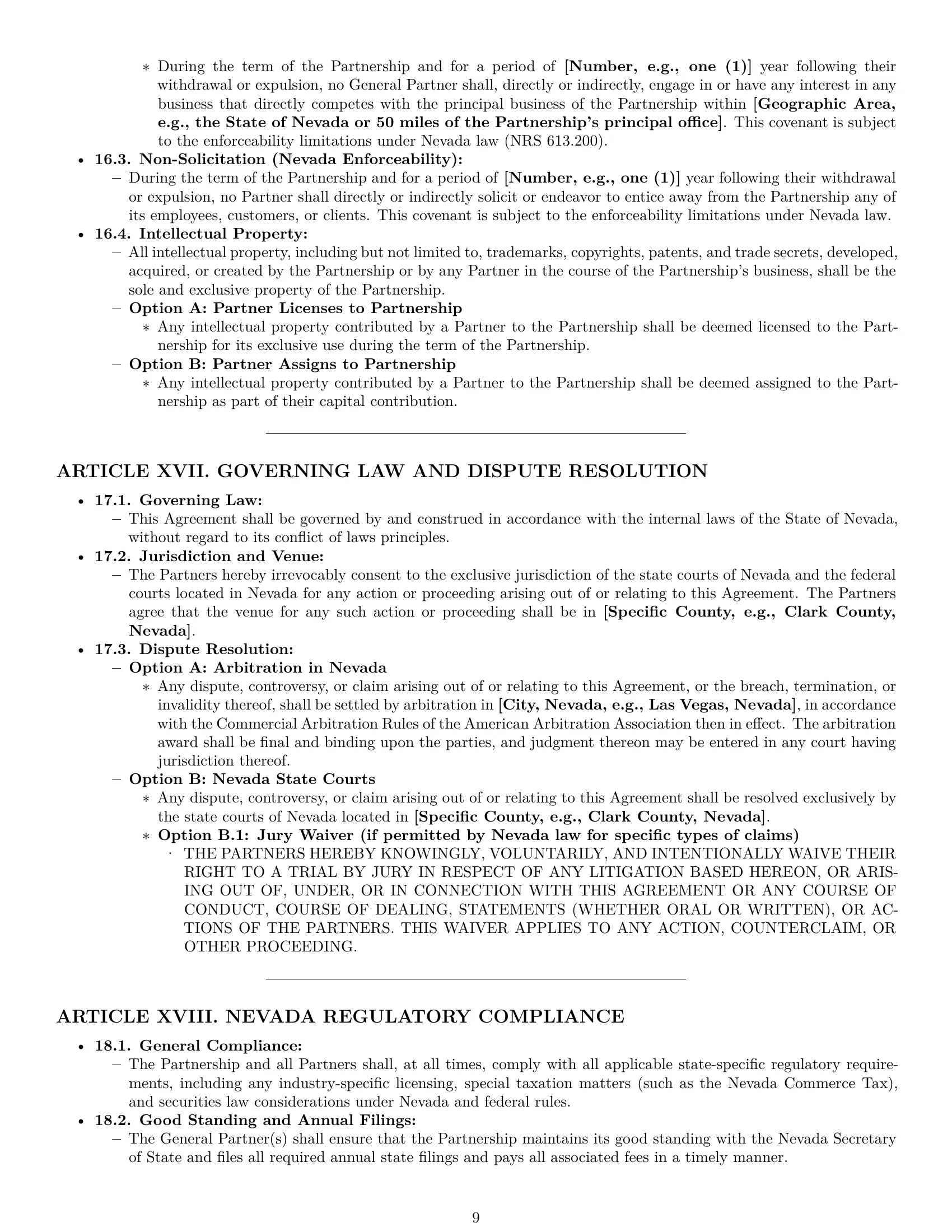 Preview page 9 of Pro Nevada limited partnership agreement template