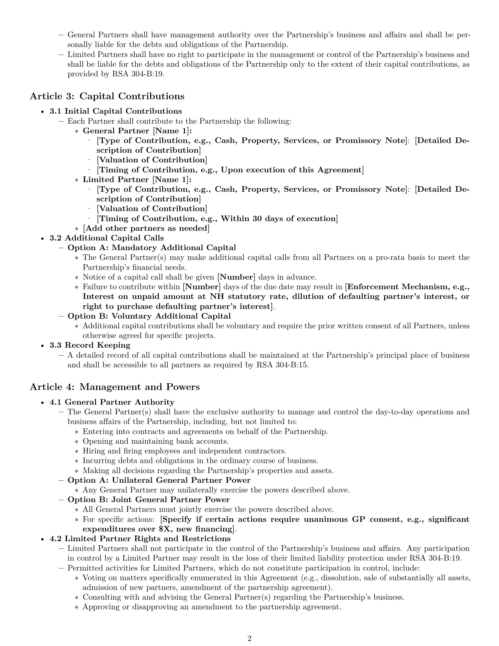 Preview page 2 of Pro New Hampshire limited partnership agreement template