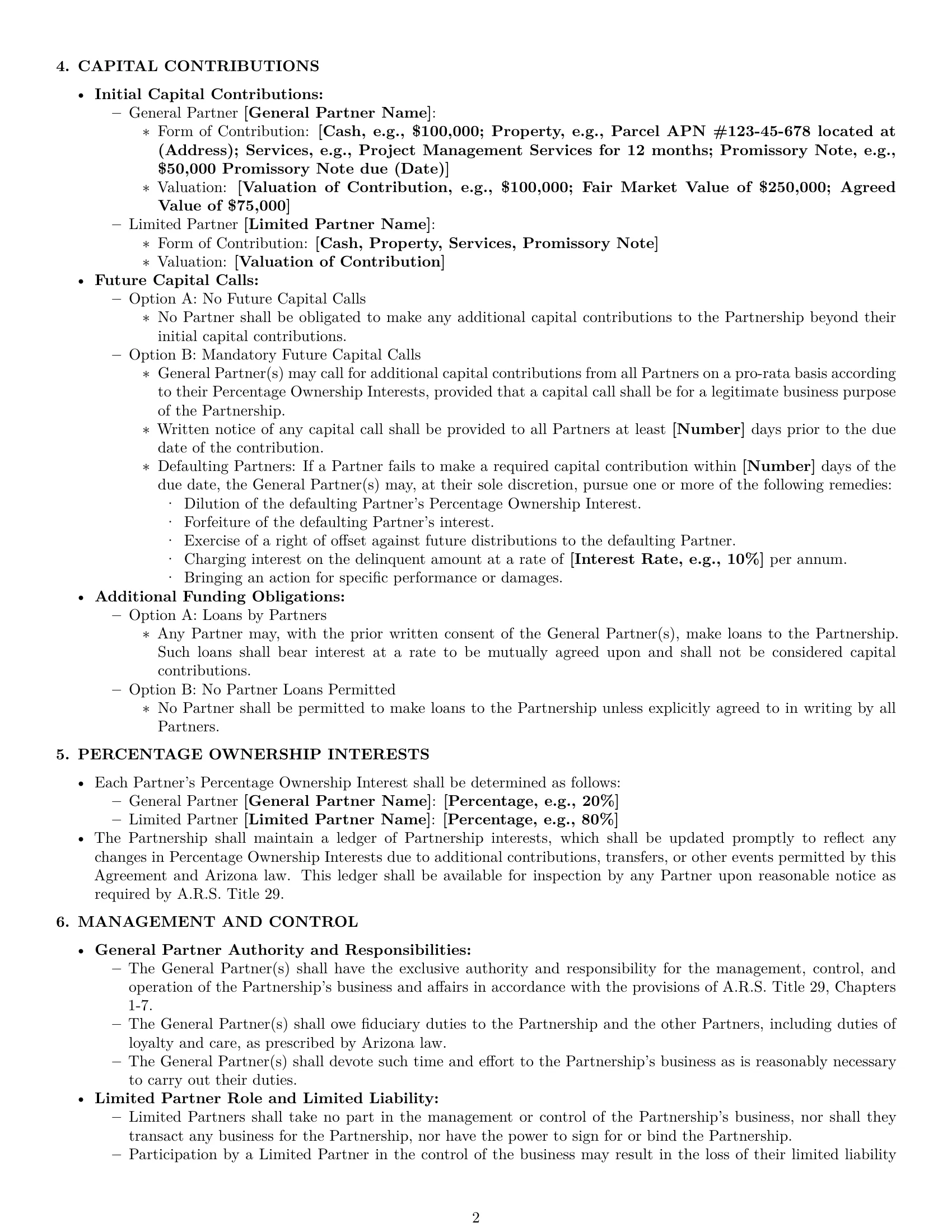Preview page 2 of Pro Arizona limited partnership agreement template