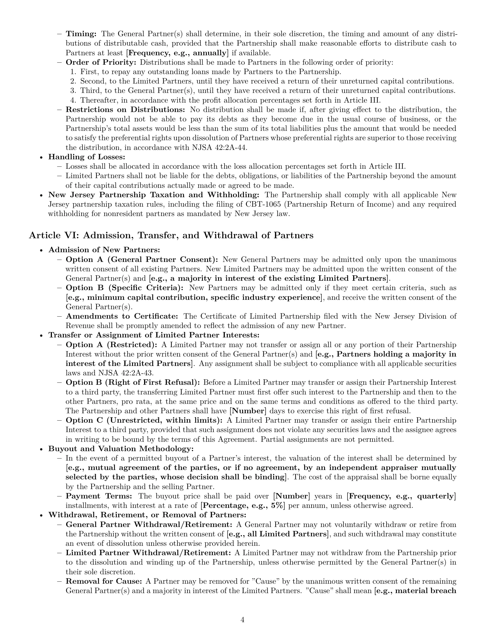 Preview page 4 of Pro New Jersey limited partnership agreement template