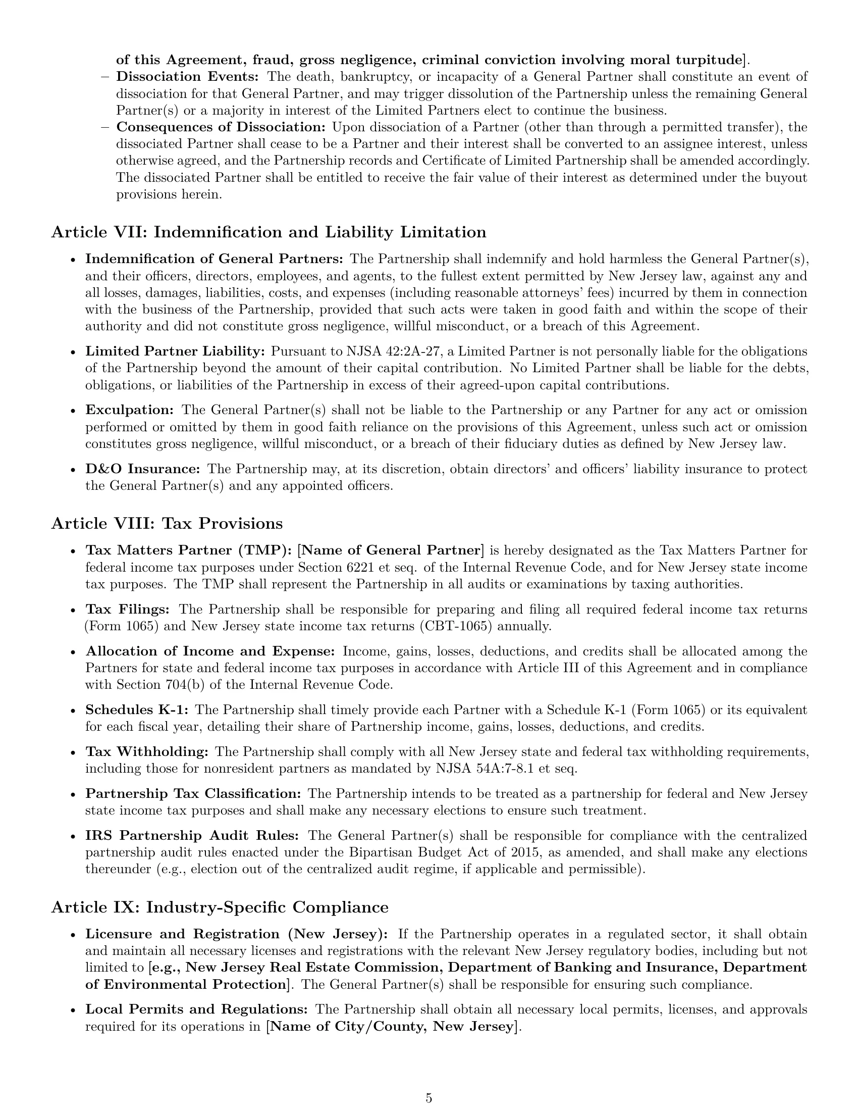 Preview page 5 of Pro New Jersey limited partnership agreement template