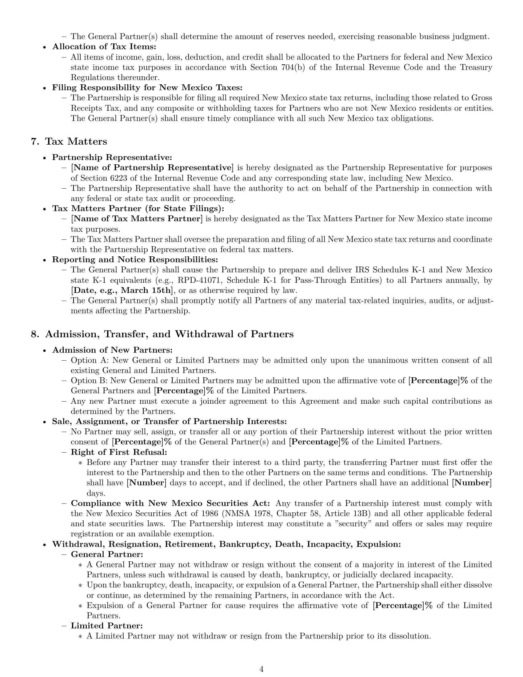 Preview page 4 of Pro New Mexico limited partnership agreement template