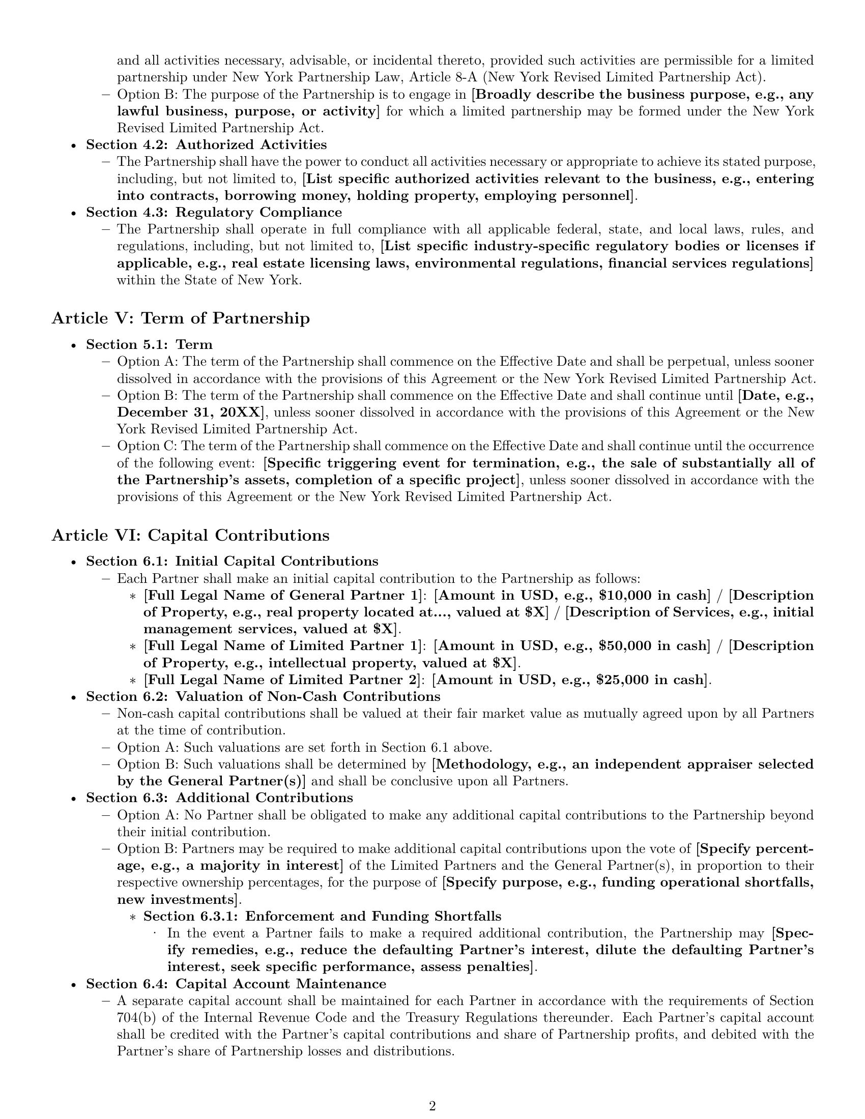 Preview page 2 of Pro New York limited partnership agreement template