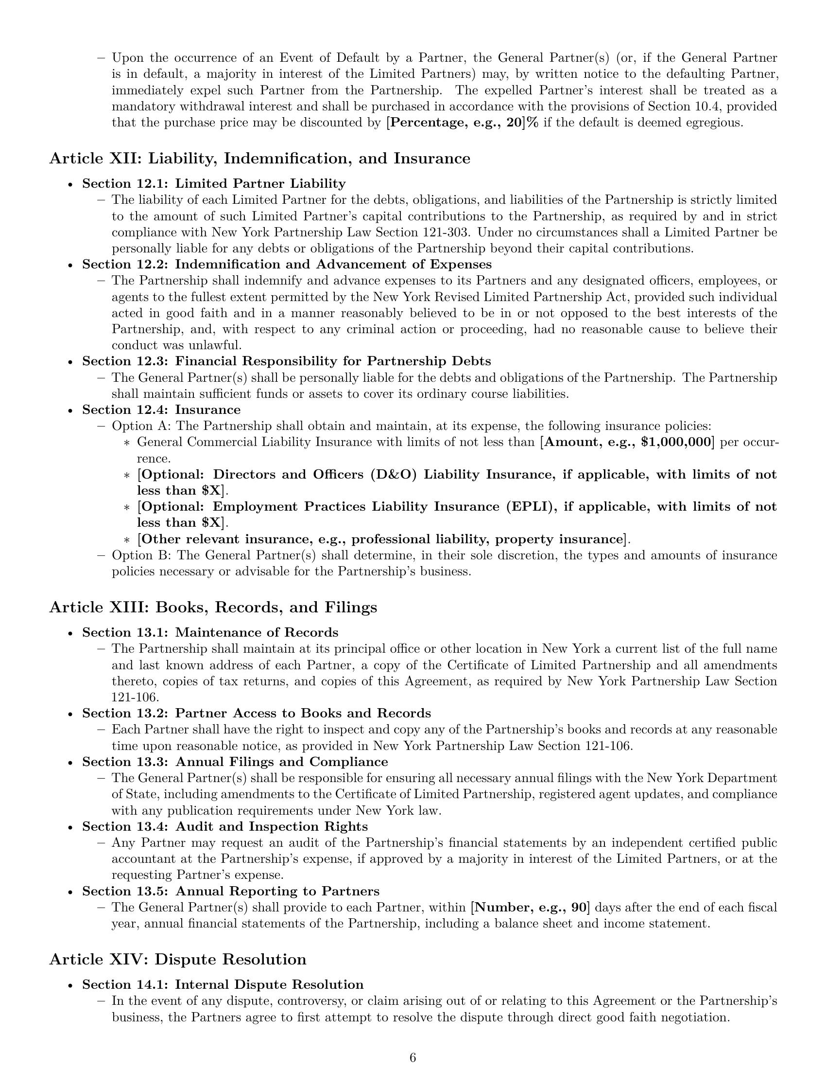 Preview page 6 of Pro New York limited partnership agreement template