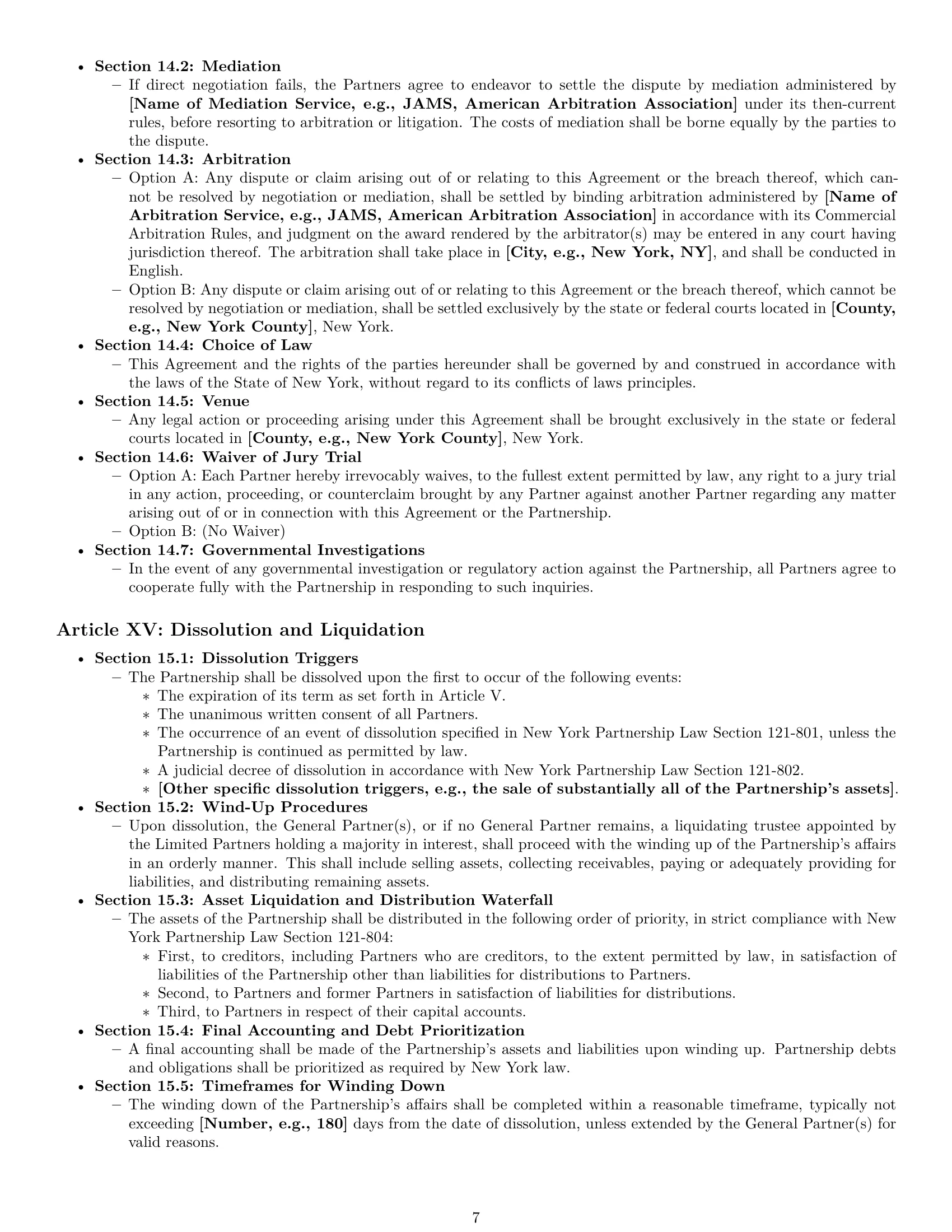 Preview page 7 of Pro New York limited partnership agreement template