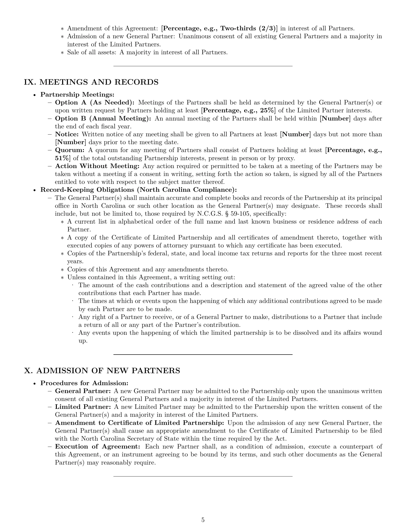 Preview page 5 of Pro North Carolina limited partnership agreement template