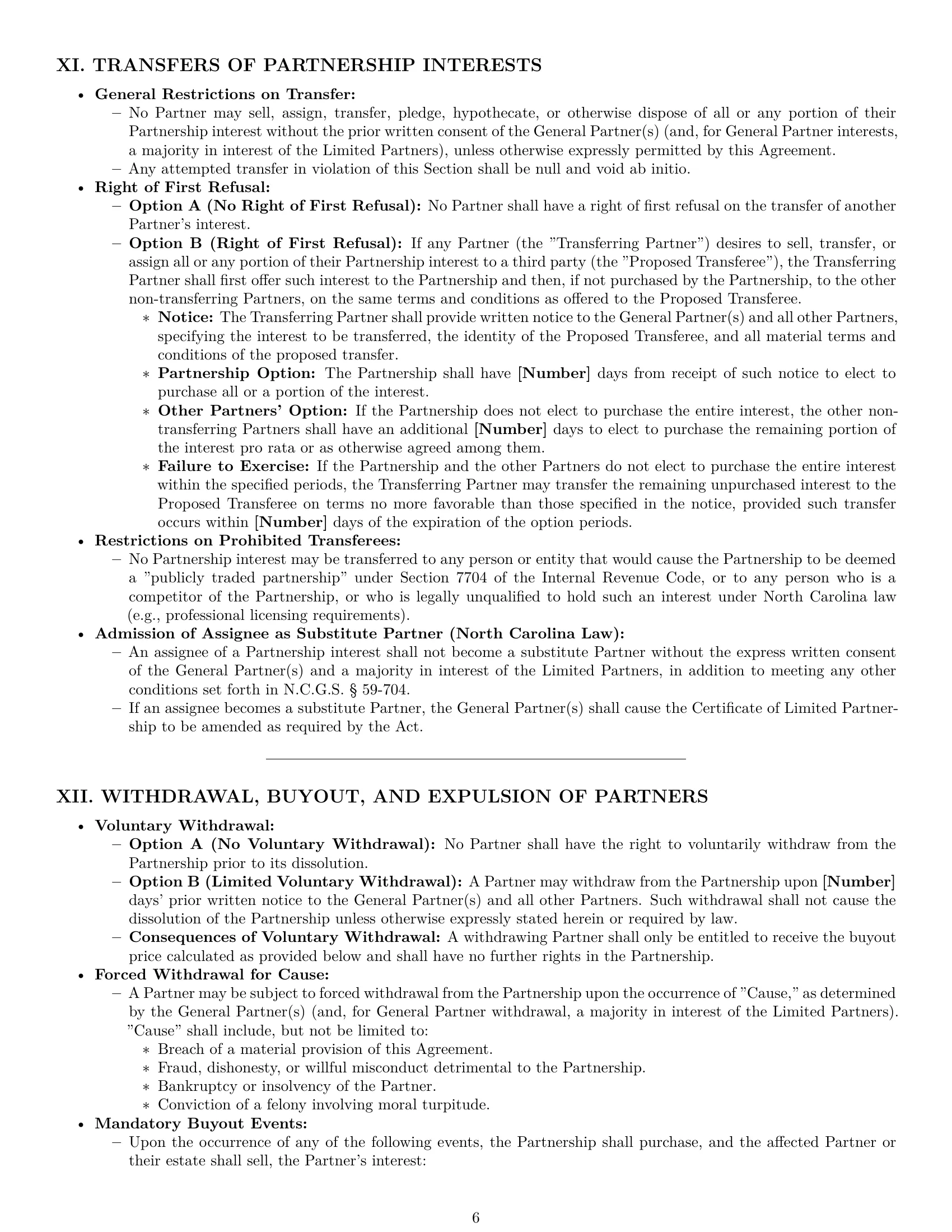 Preview page 6 of Pro North Carolina limited partnership agreement template