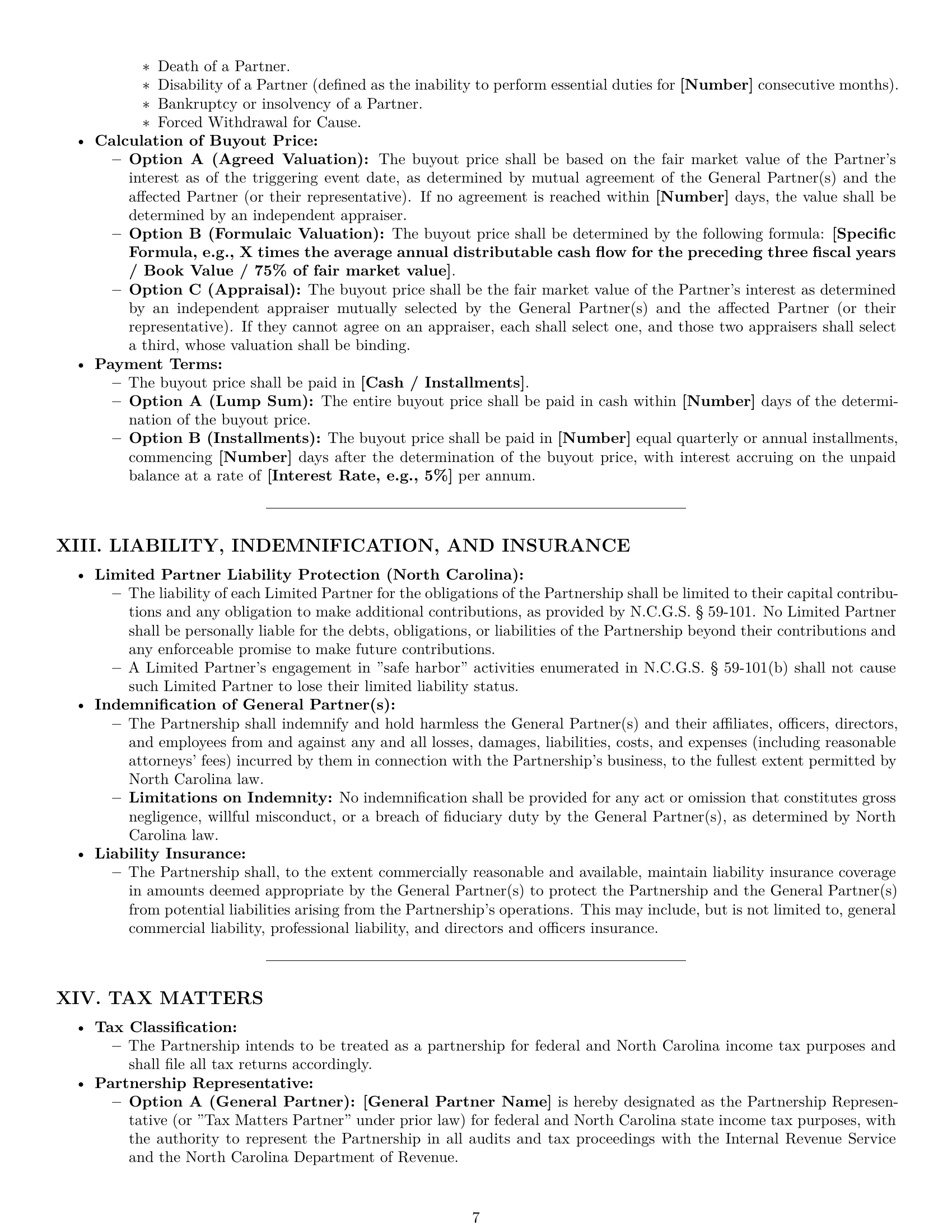 Preview page 7 of Pro North Carolina limited partnership agreement template