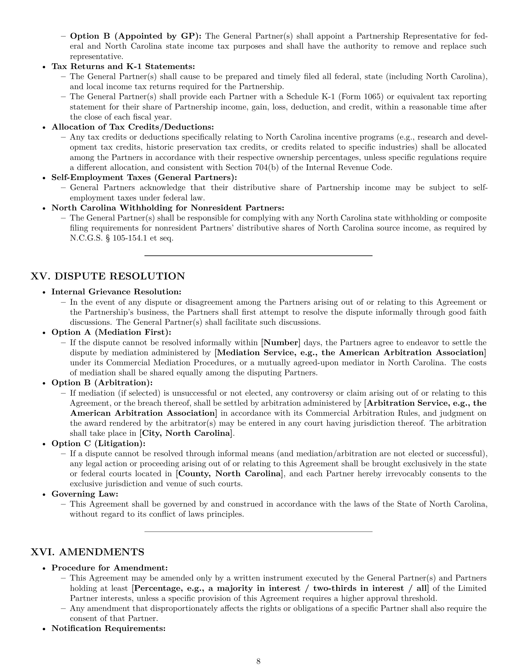 Preview page 8 of Pro North Carolina limited partnership agreement template
