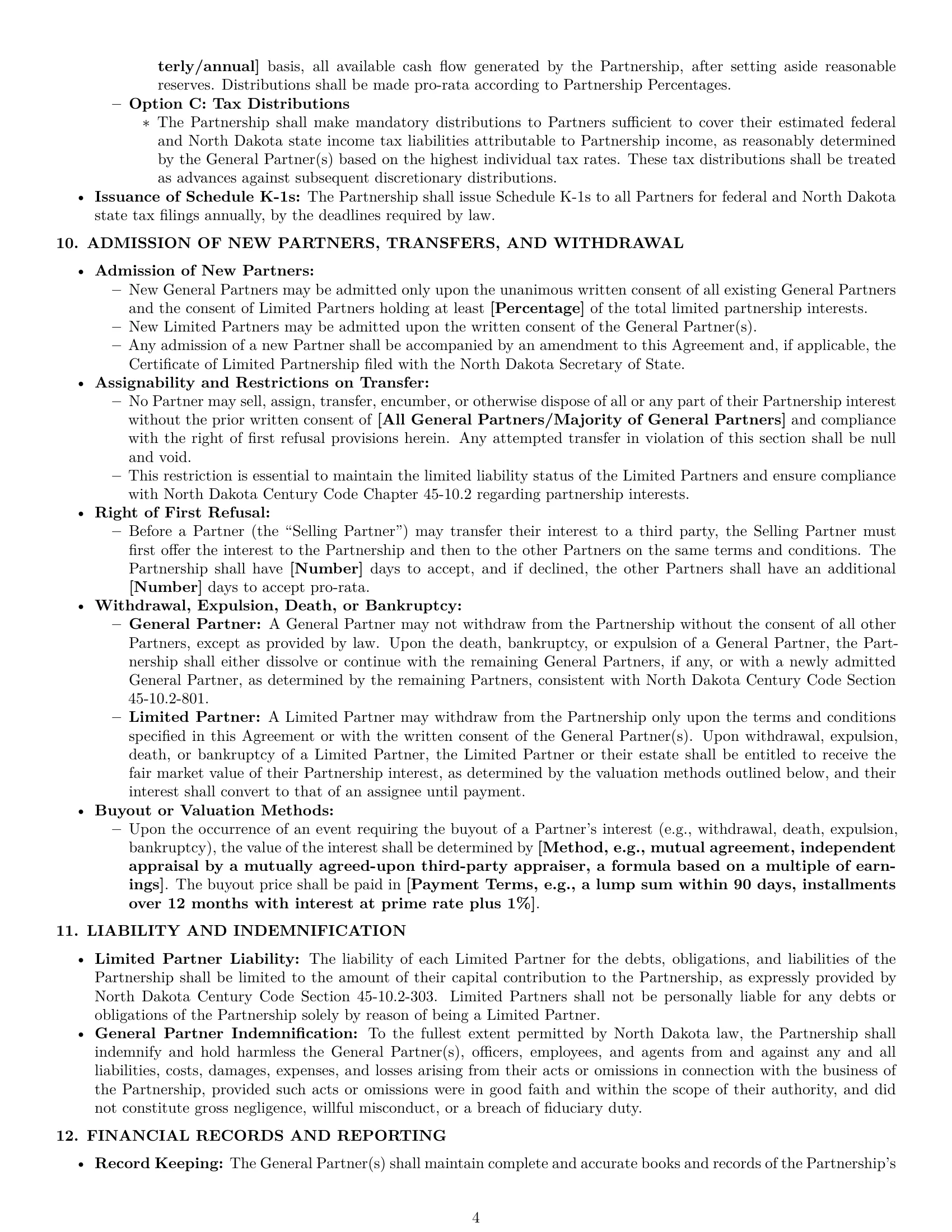 Preview page 4 of Pro North Dakota limited partnership agreement template