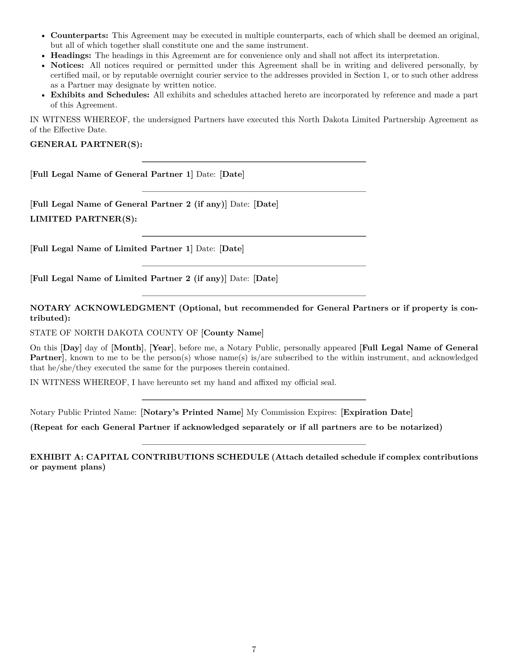 Preview page 7 of Pro North Dakota limited partnership agreement template