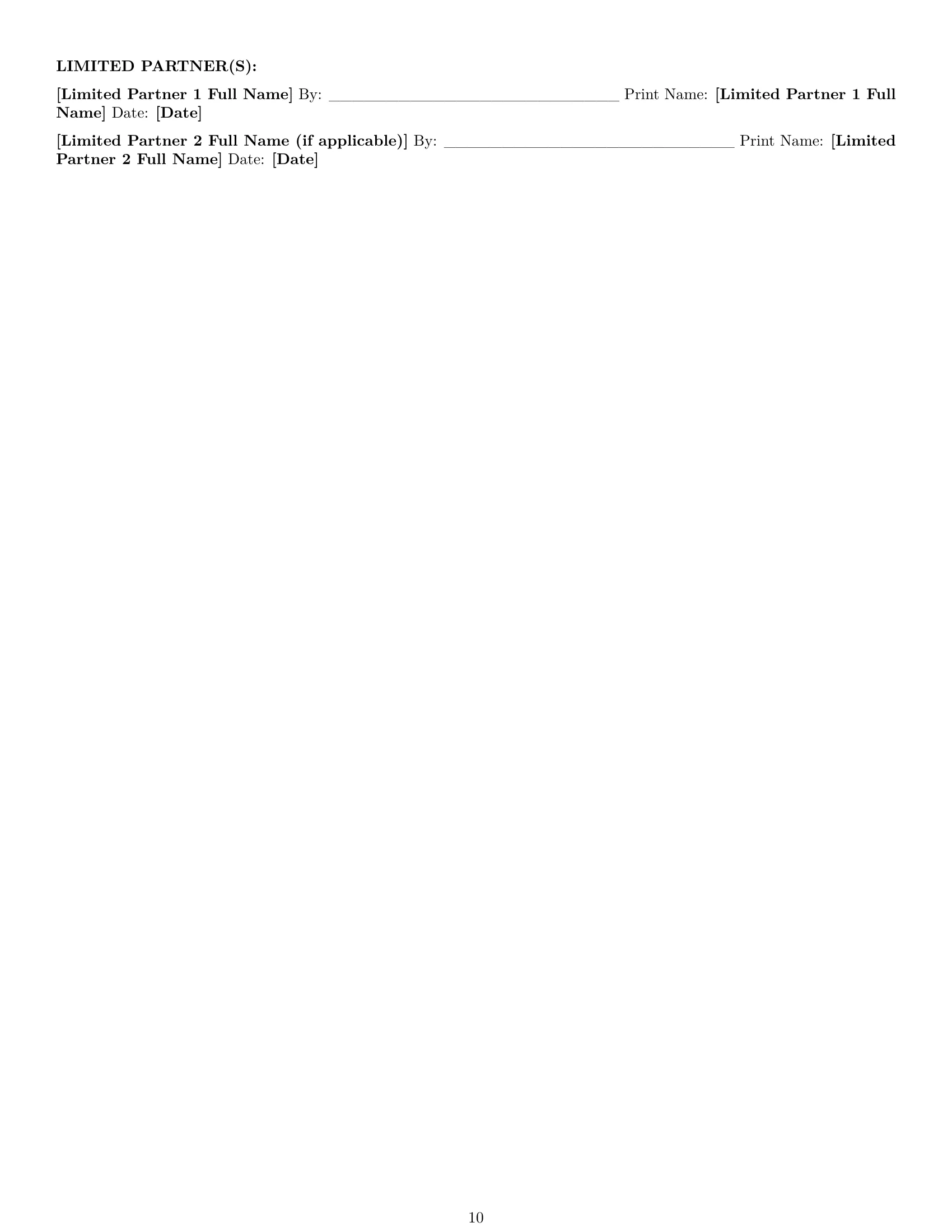 Preview page 10 of Pro Ohio limited partnership agreement template