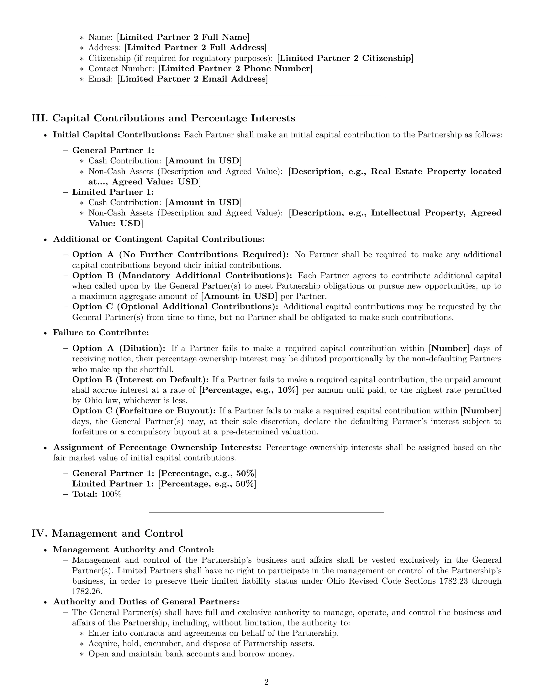 Preview page 2 of Pro Ohio limited partnership agreement template