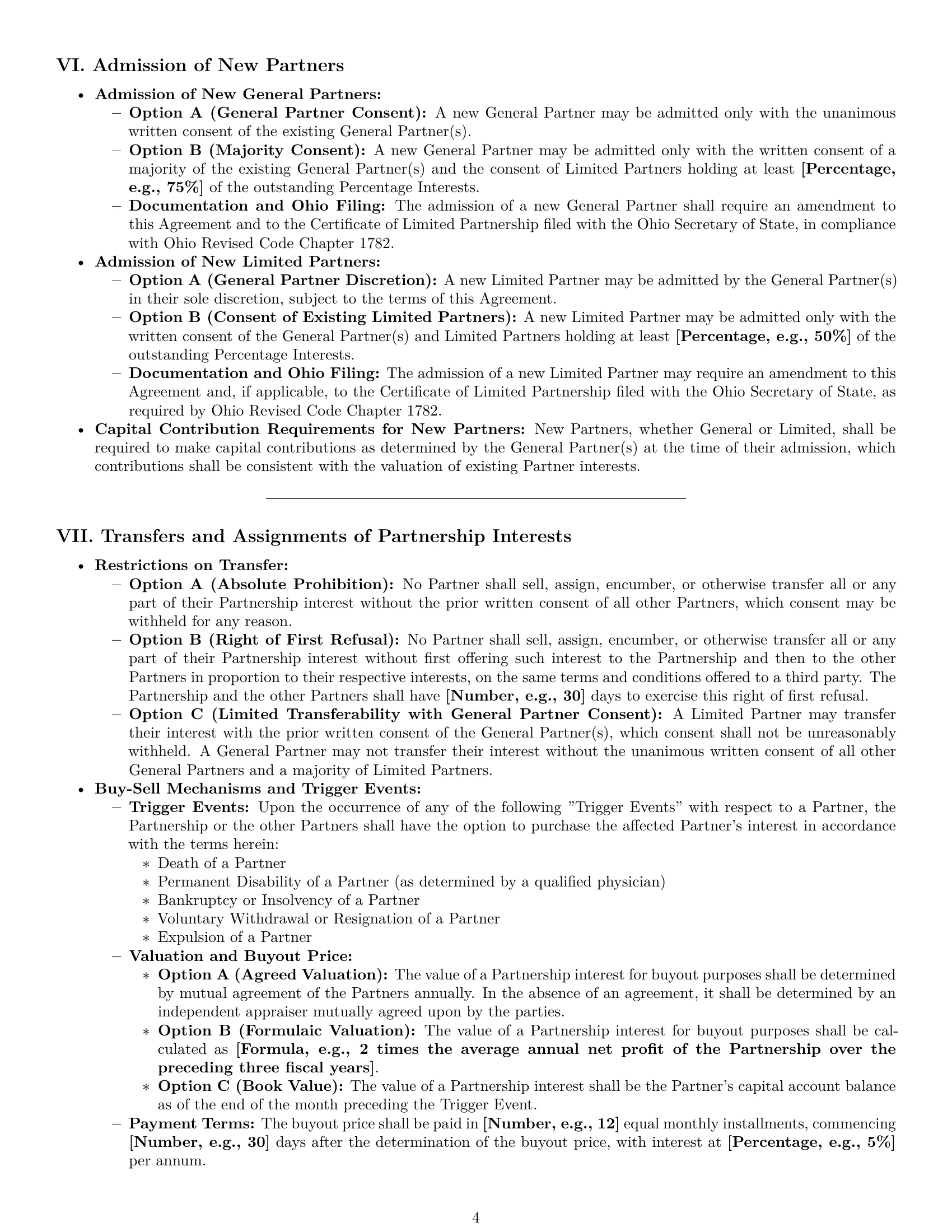 Preview page 4 of Pro Ohio limited partnership agreement template