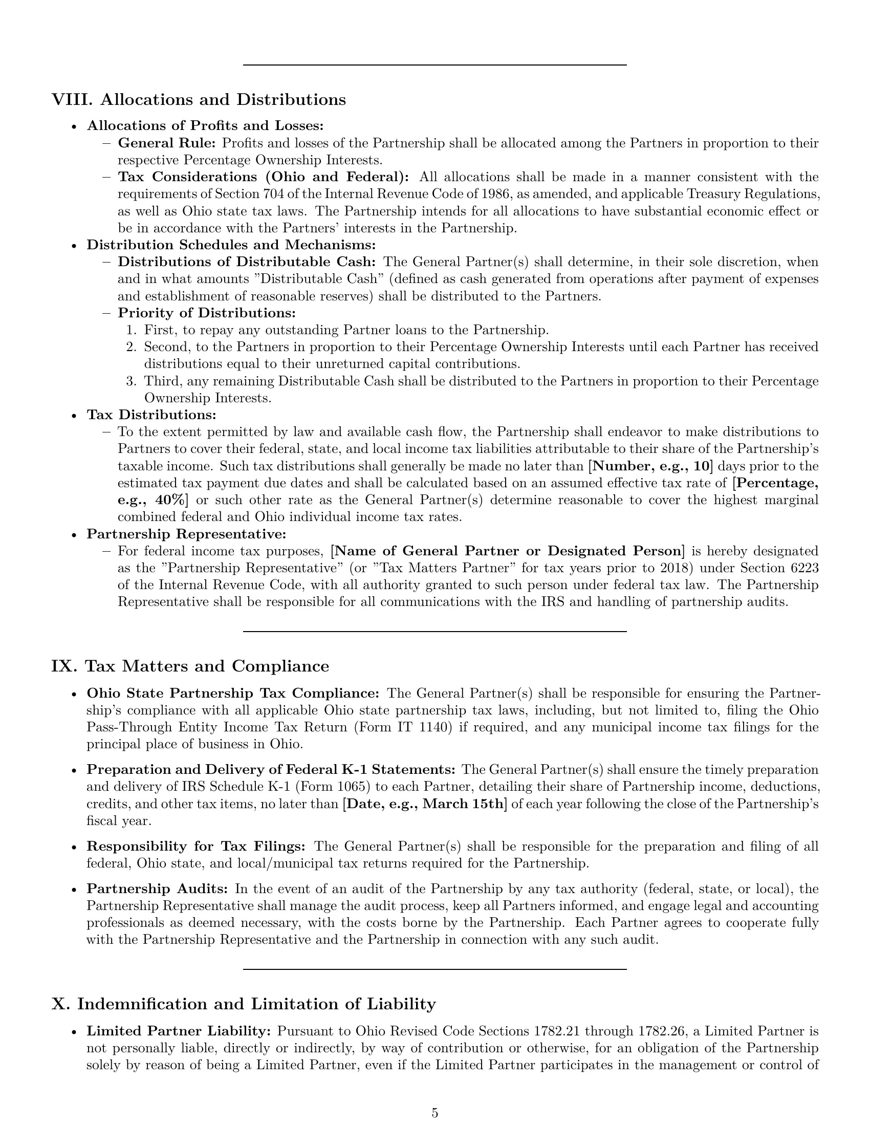 Preview page 5 of Pro Ohio limited partnership agreement template
