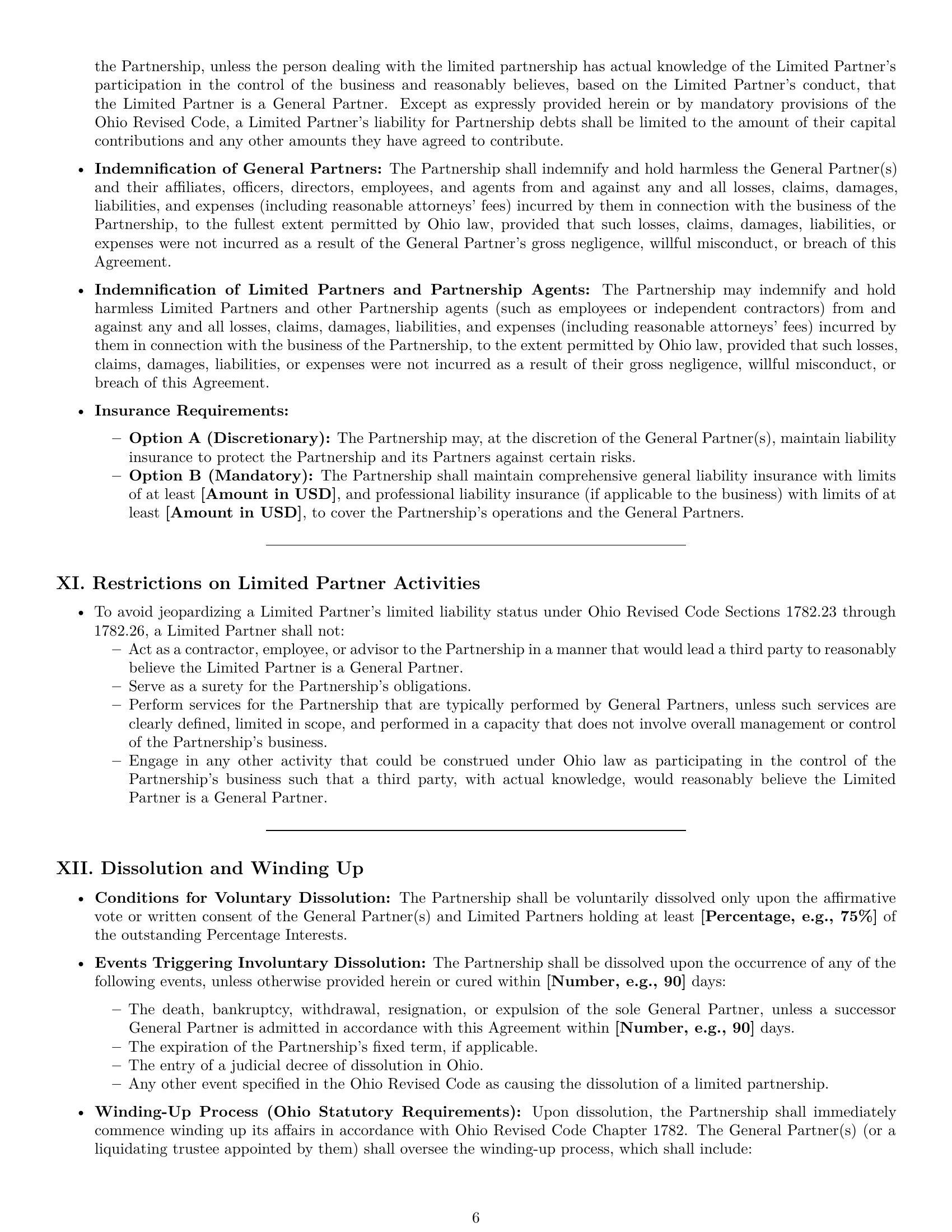 Preview page 6 of Pro Ohio limited partnership agreement template