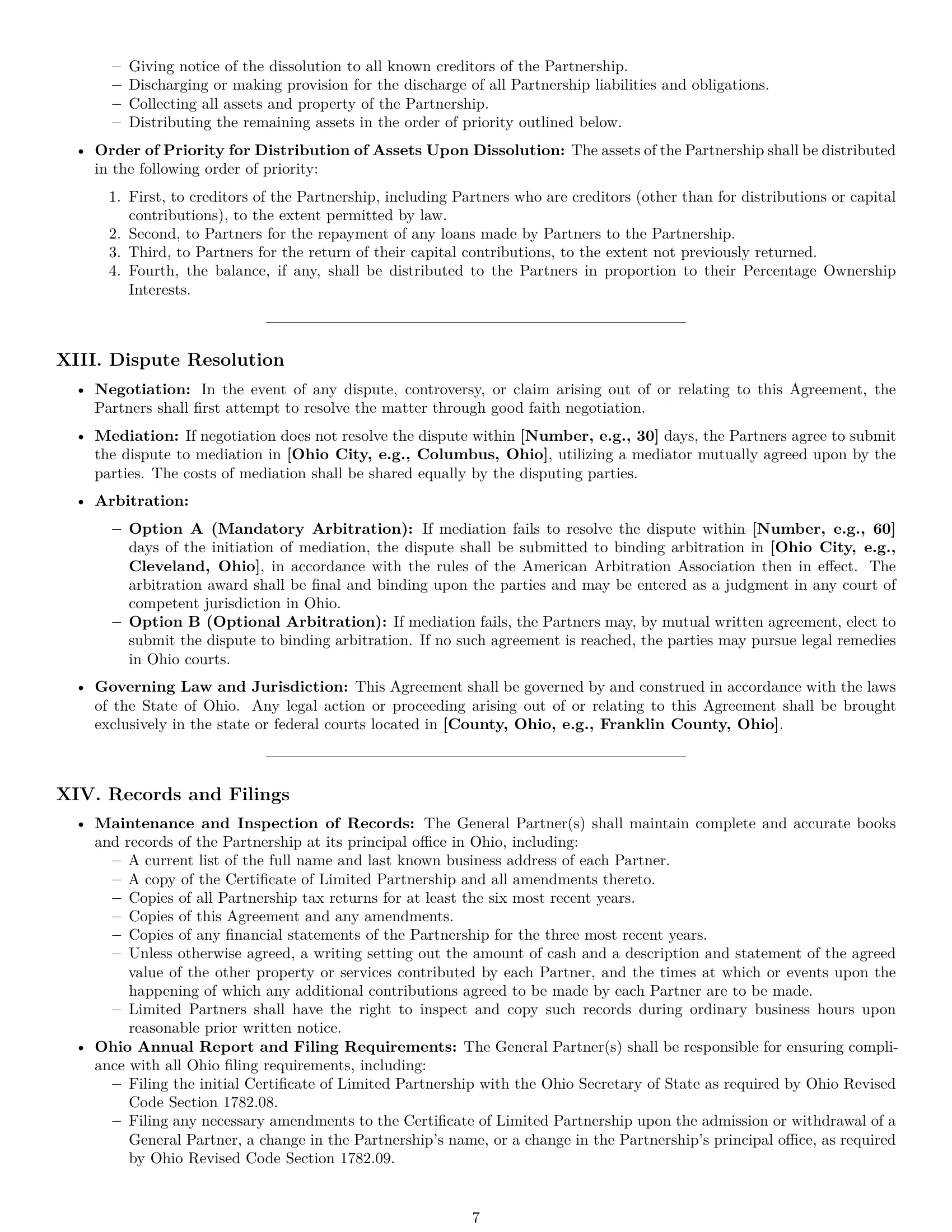 Preview page 7 of Pro Ohio limited partnership agreement template