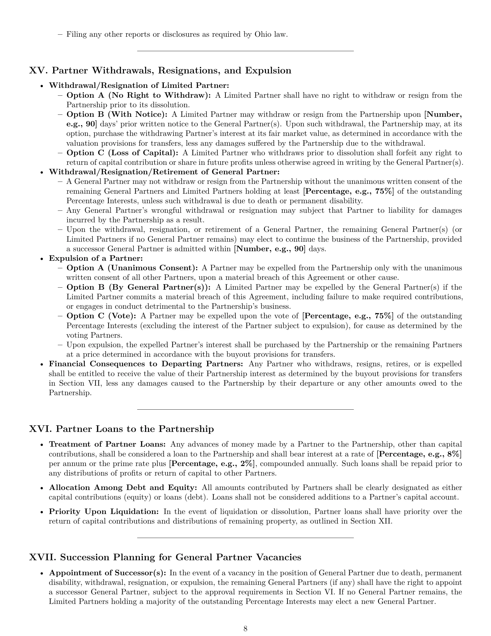 Preview page 8 of Pro Ohio limited partnership agreement template