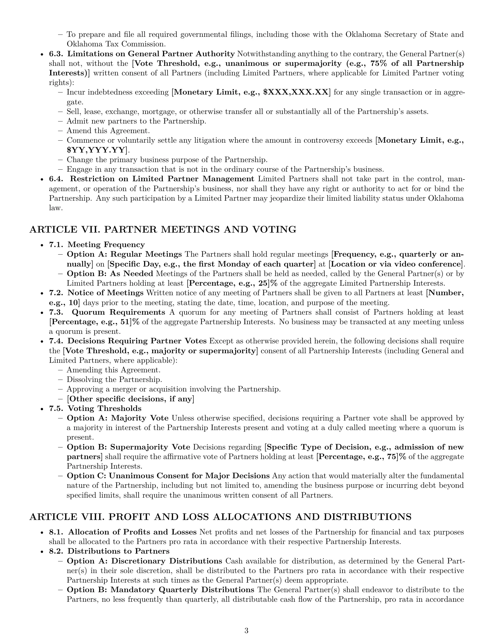 Preview page 3 of Pro Oklahoma limited partnership agreement template