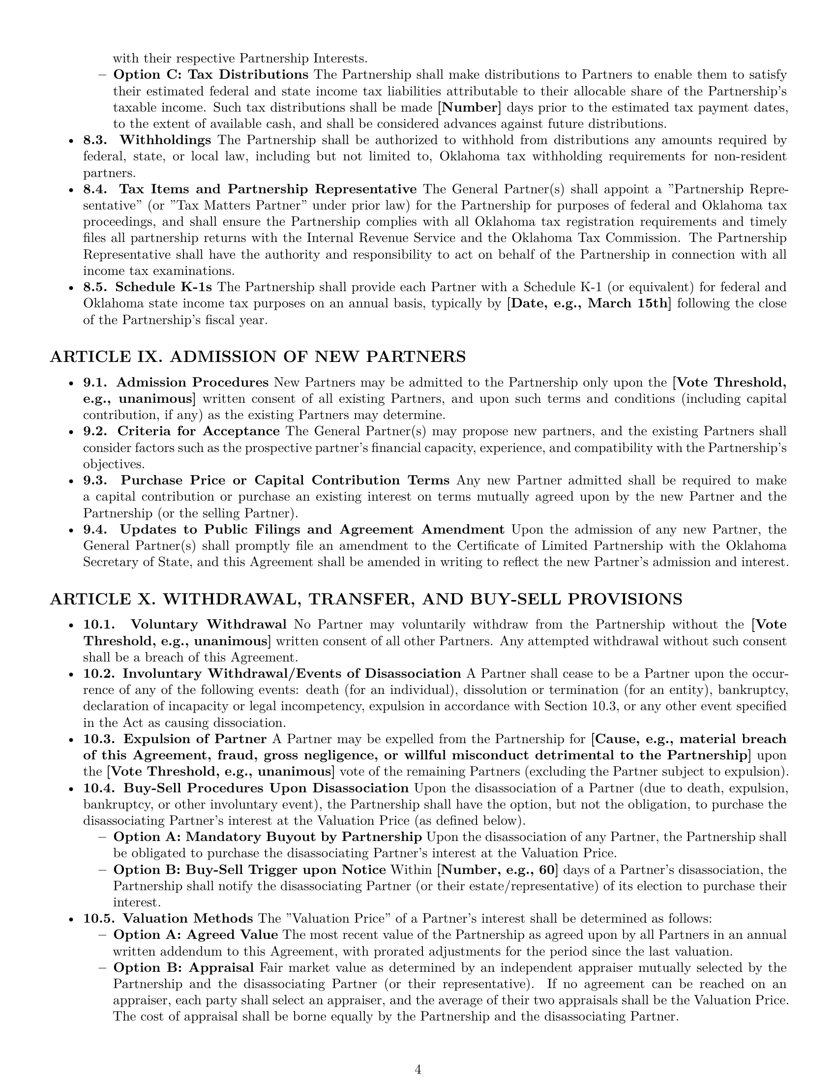 Preview page 4 of Pro Oklahoma limited partnership agreement template