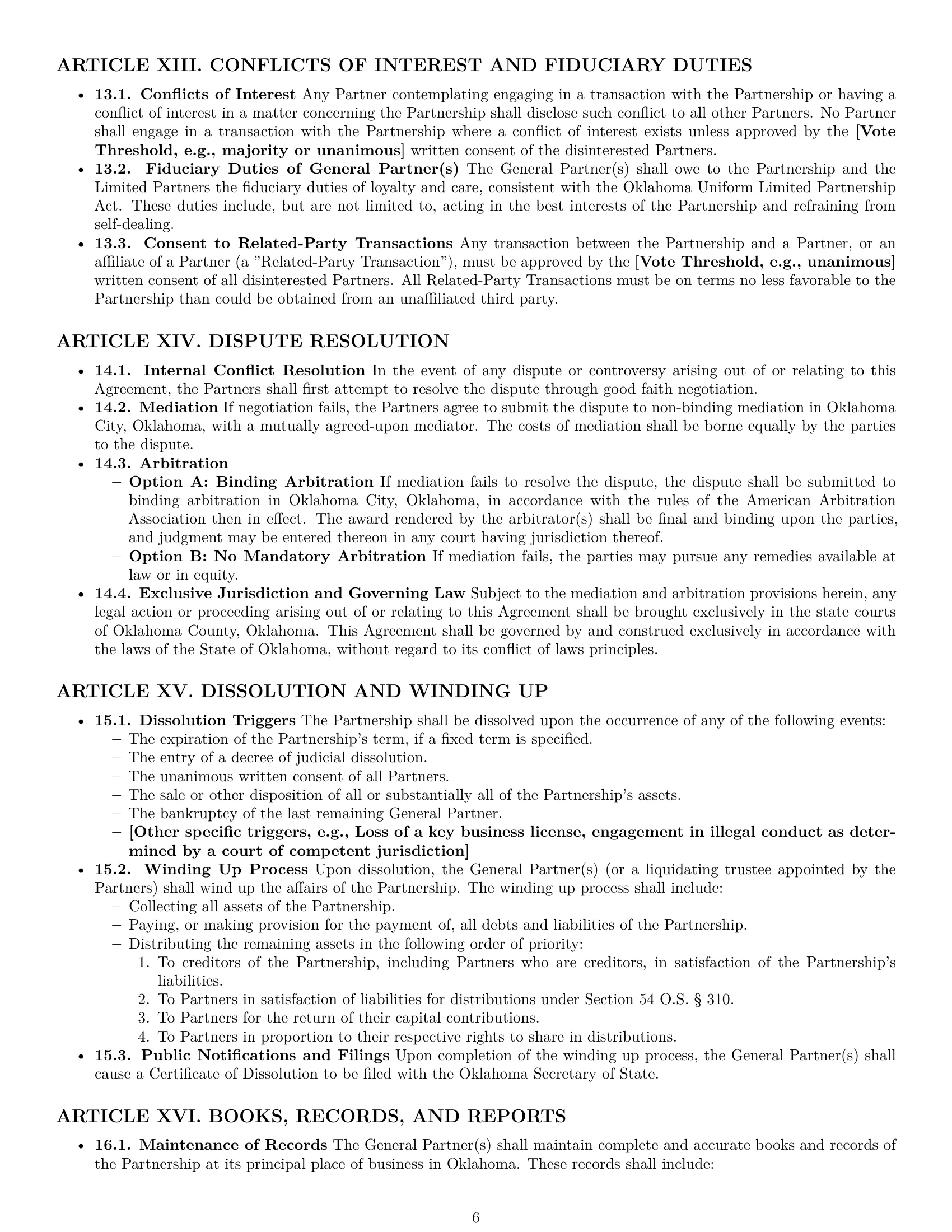 Preview page 6 of Pro Oklahoma limited partnership agreement template