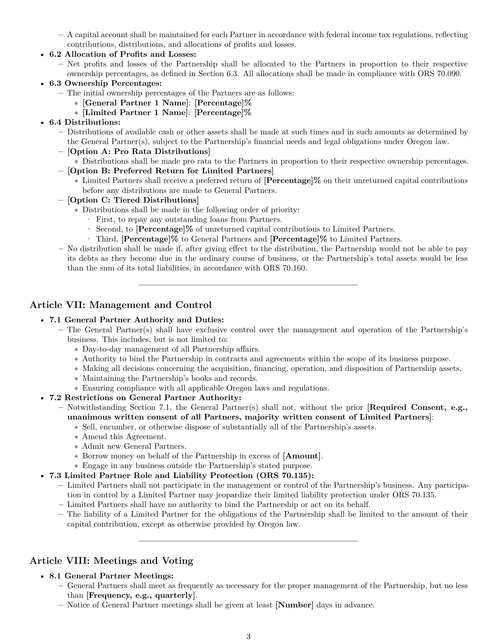 Preview page 3 of Pro Oregon limited partnership agreement template