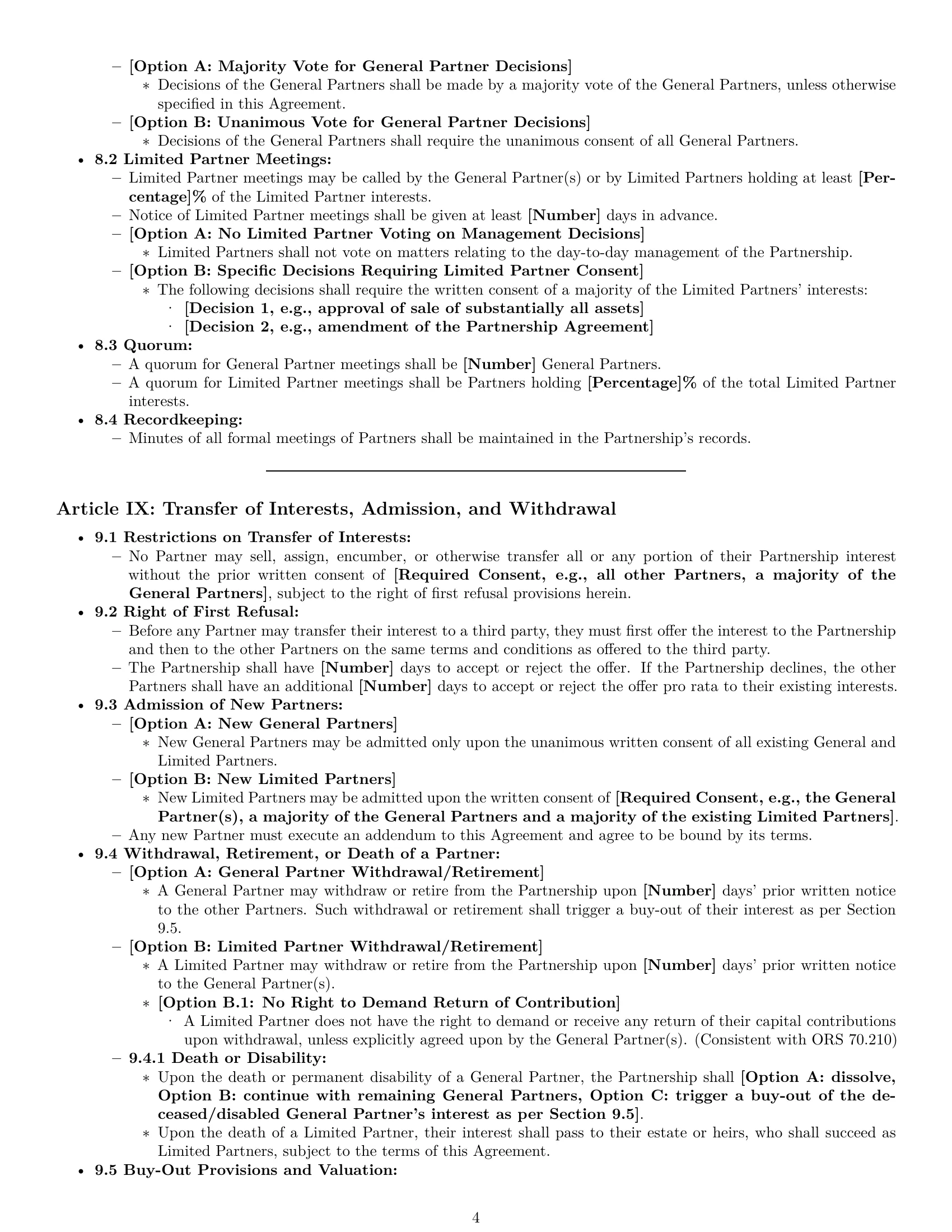 Preview page 4 of Pro Oregon limited partnership agreement template
