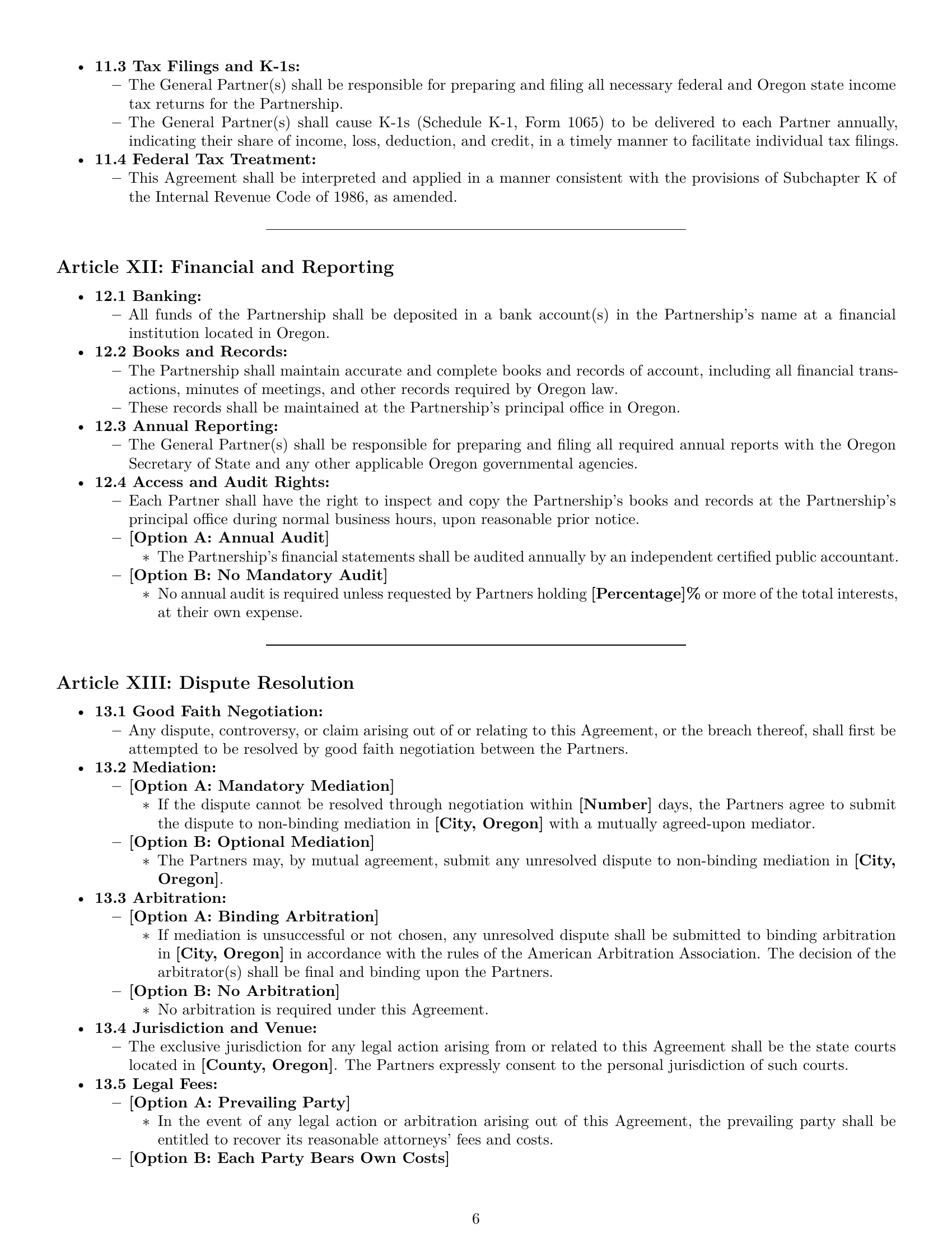 Preview page 6 of Pro Oregon limited partnership agreement template