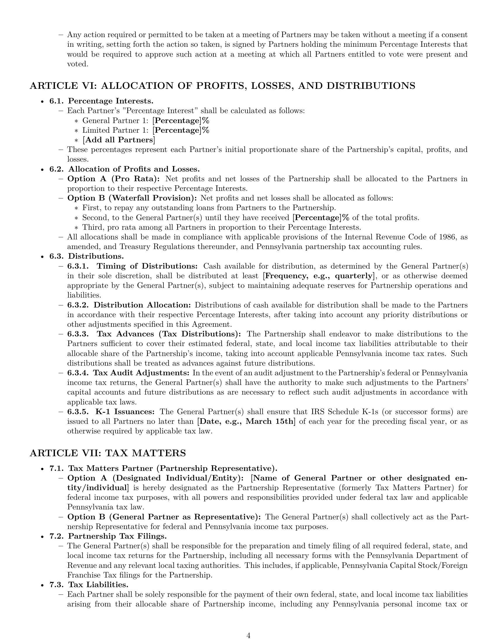 Preview page 4 of Pro Pennsylvania limited partnership agreement template