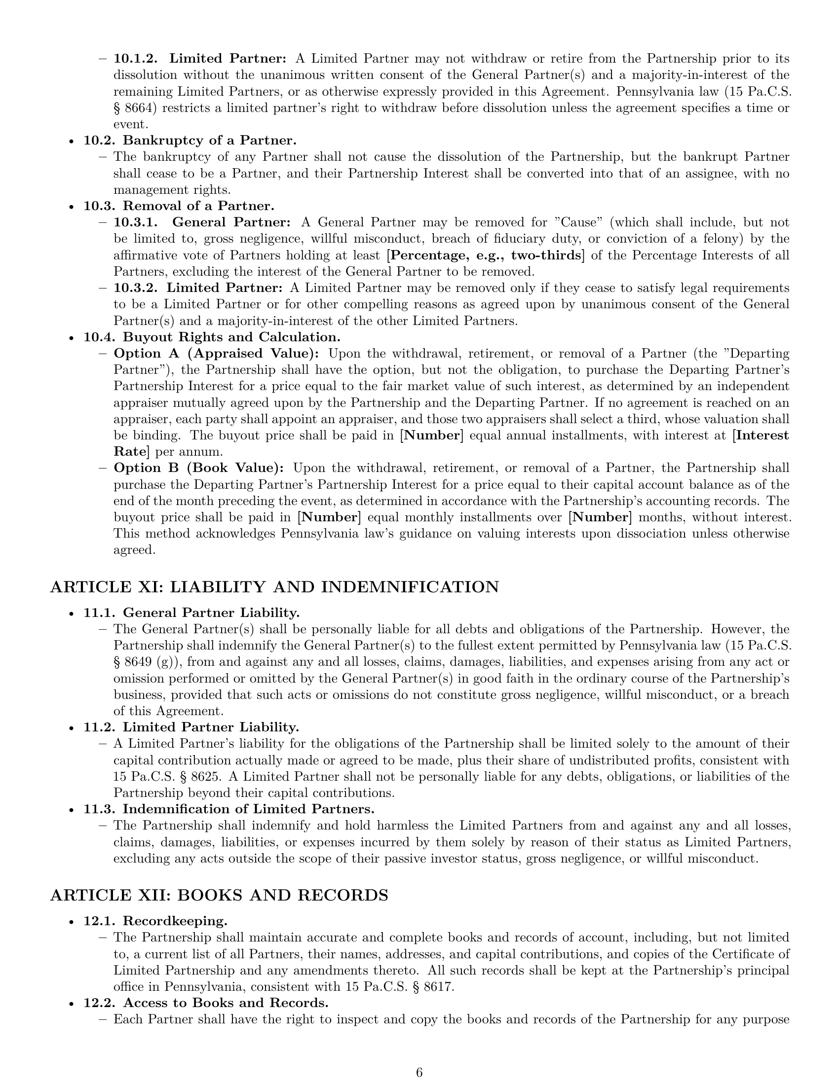 Preview page 6 of Pro Pennsylvania limited partnership agreement template