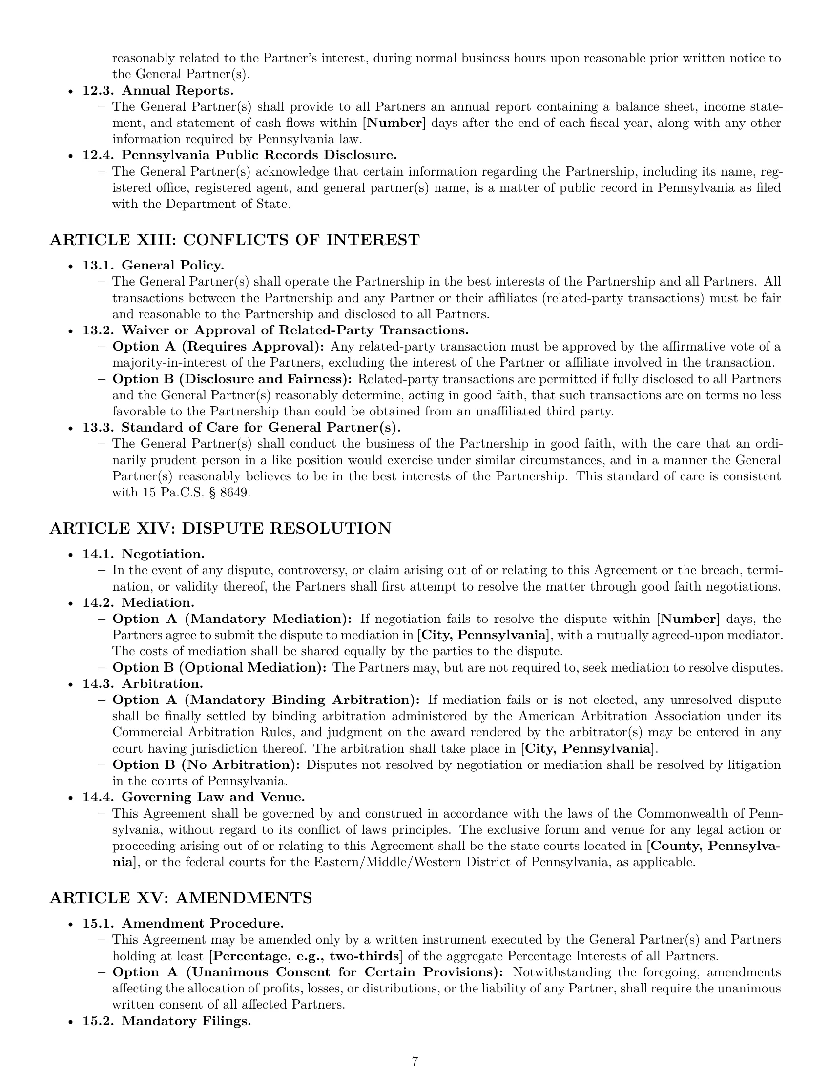 Preview page 7 of Pro Pennsylvania limited partnership agreement template