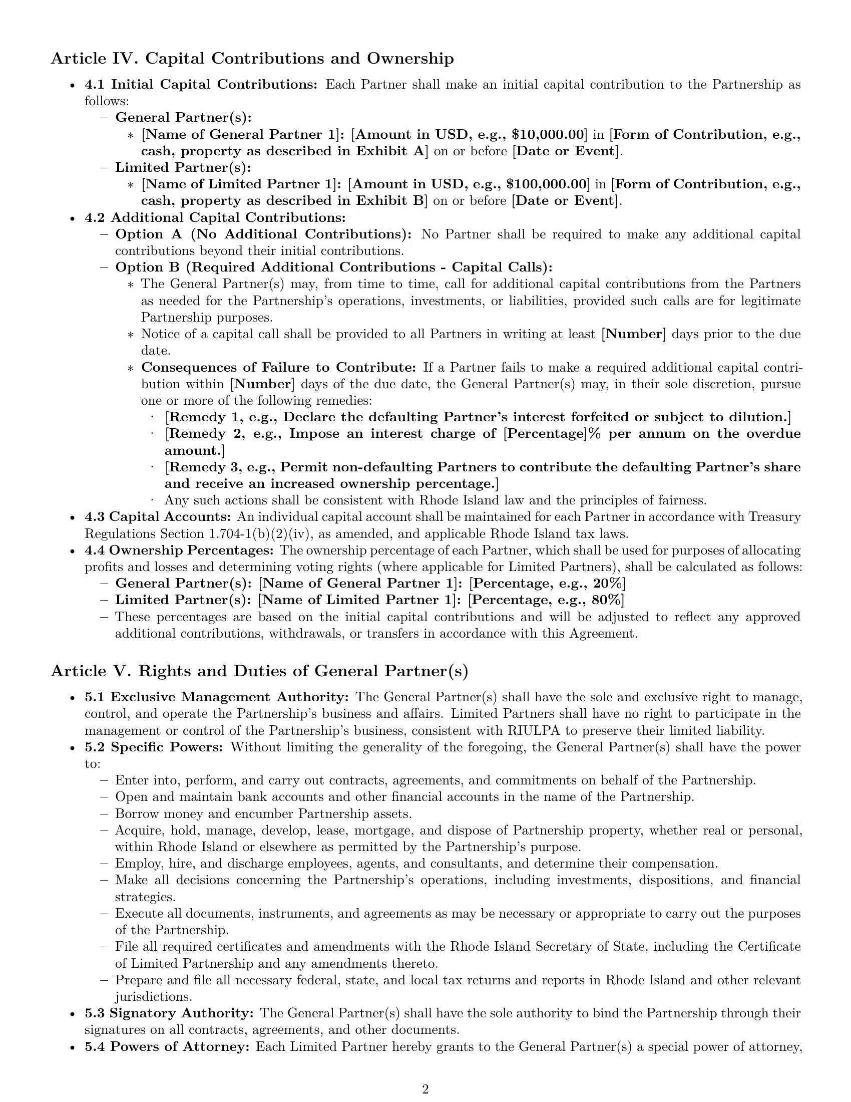 Preview page 2 of Pro Rhode Island limited partnership agreement template