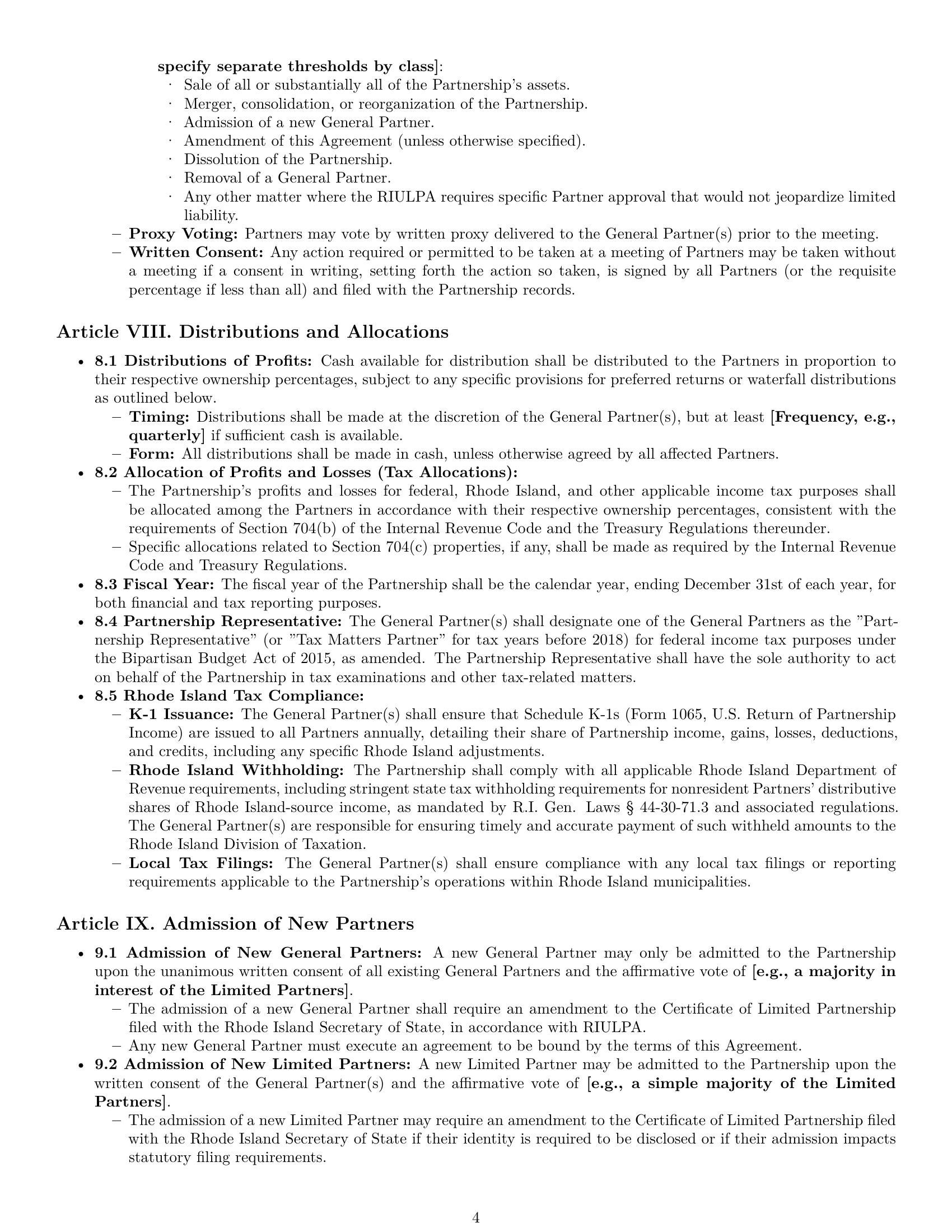 Preview page 4 of Pro Rhode Island limited partnership agreement template